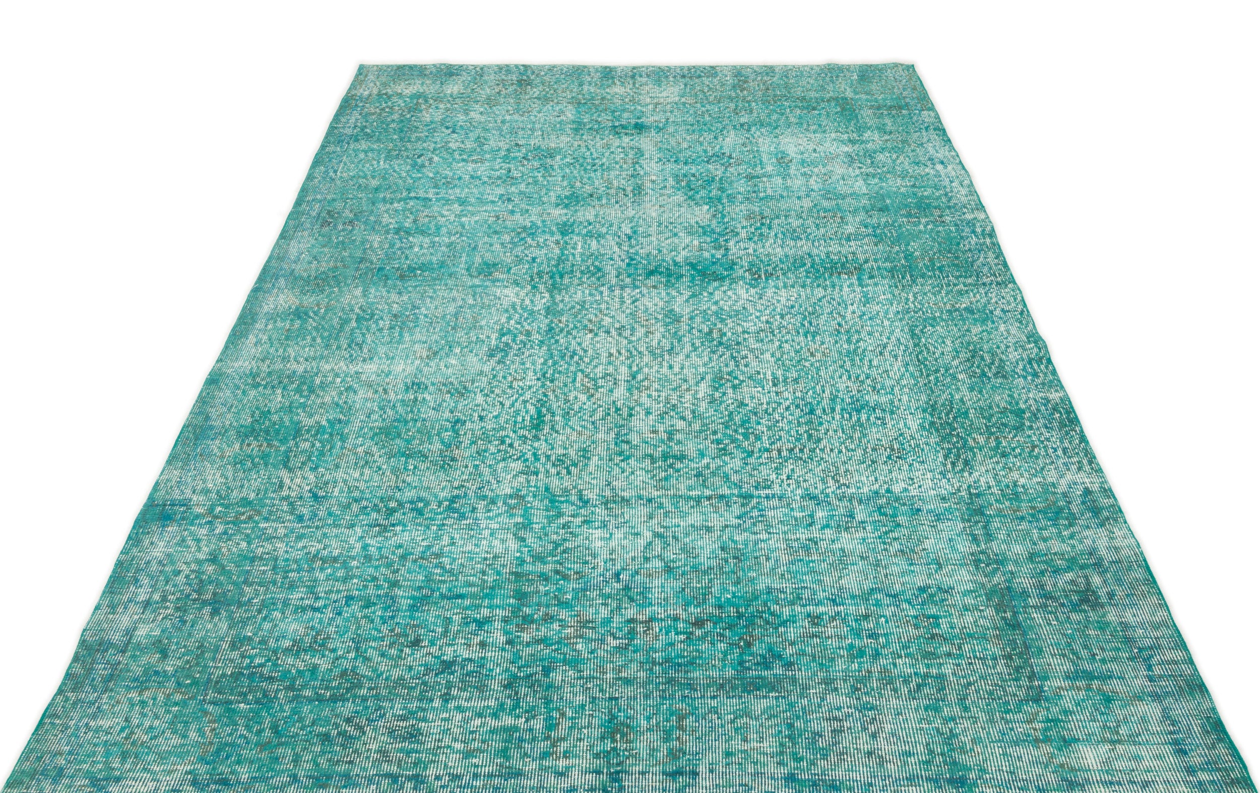 Turquoise Over Dyed Vintage Rug 5'3'' x 8'4'' ft 160 x 254 cm