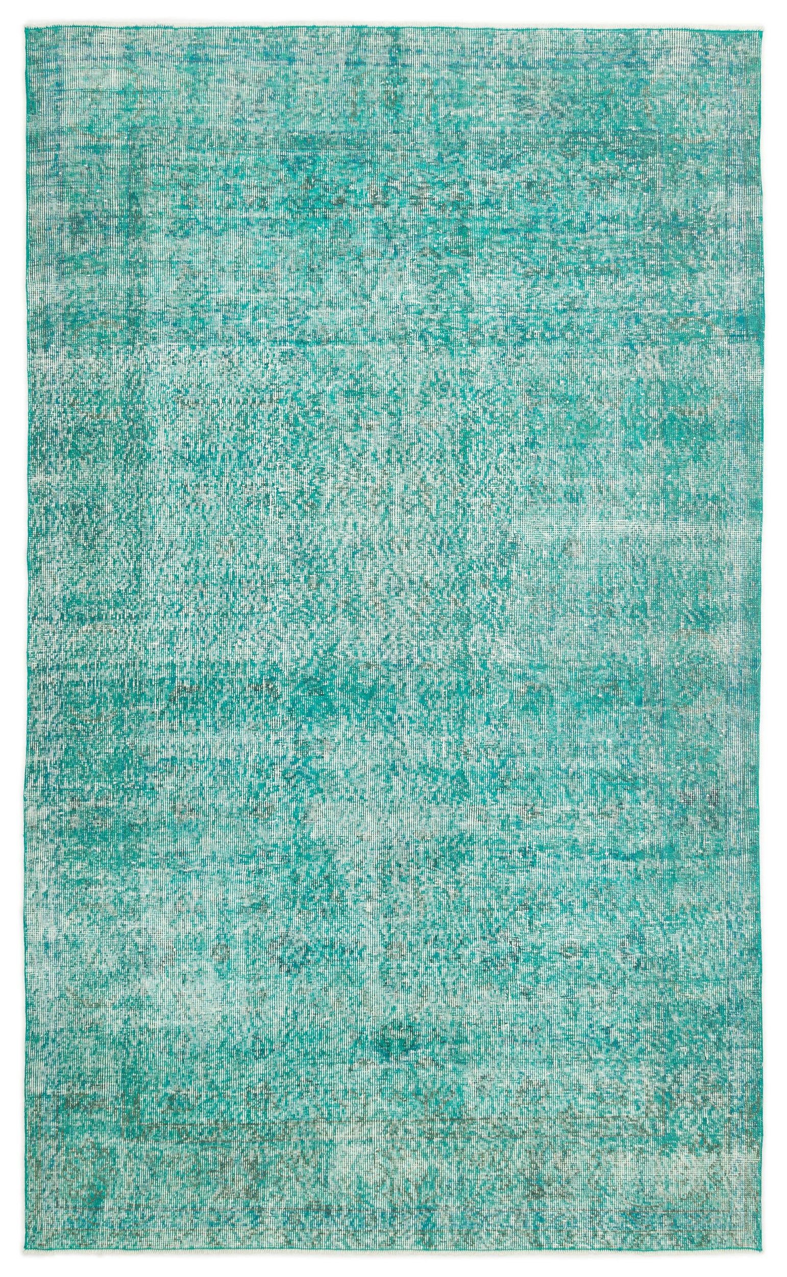Turquoise Over Dyed Vintage Rug 5'3'' x 8'4'' ft 160 x 254 cm