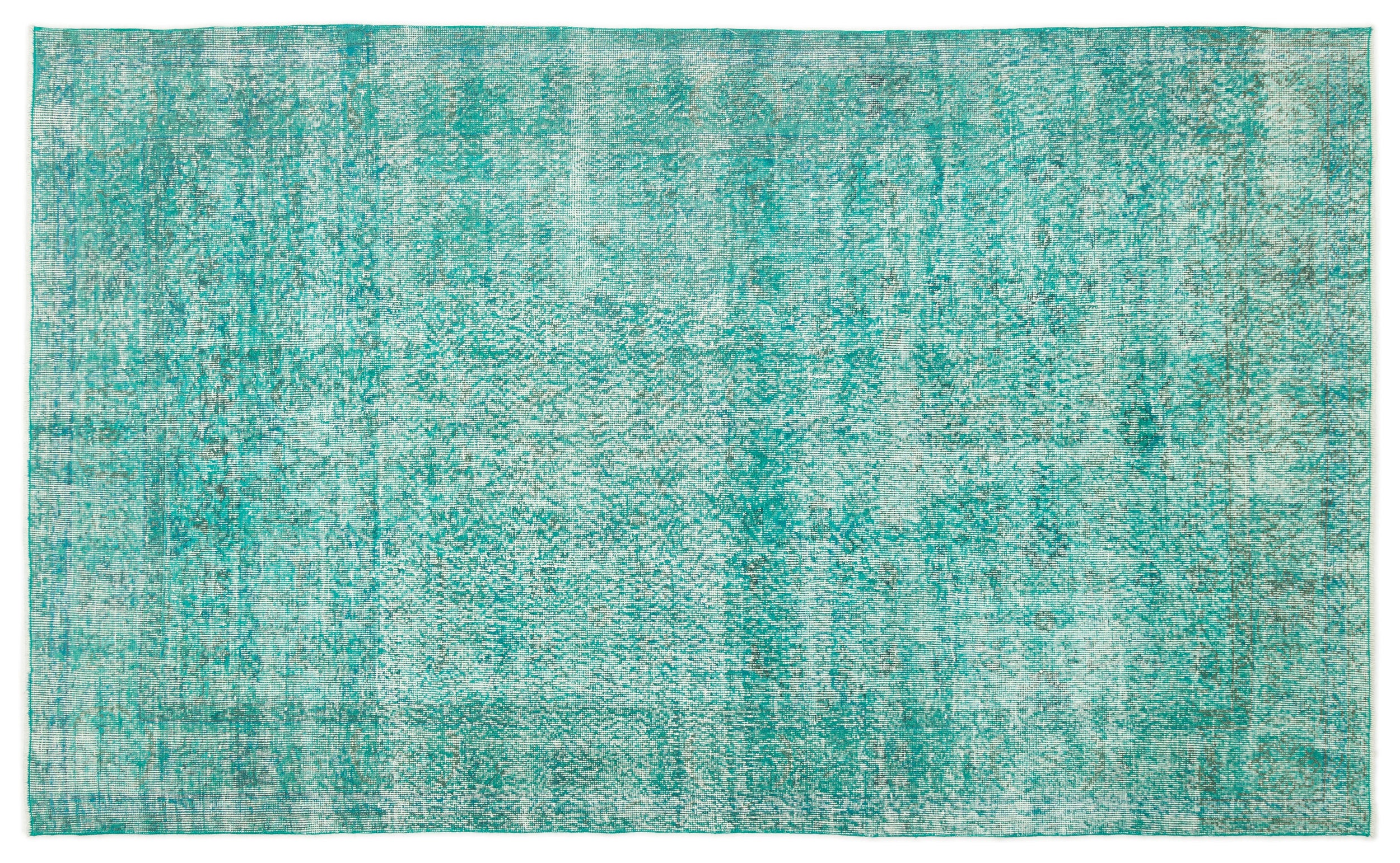 Turquoise Over Dyed Vintage Rug 5'3'' x 8'4'' ft 160 x 254 cm