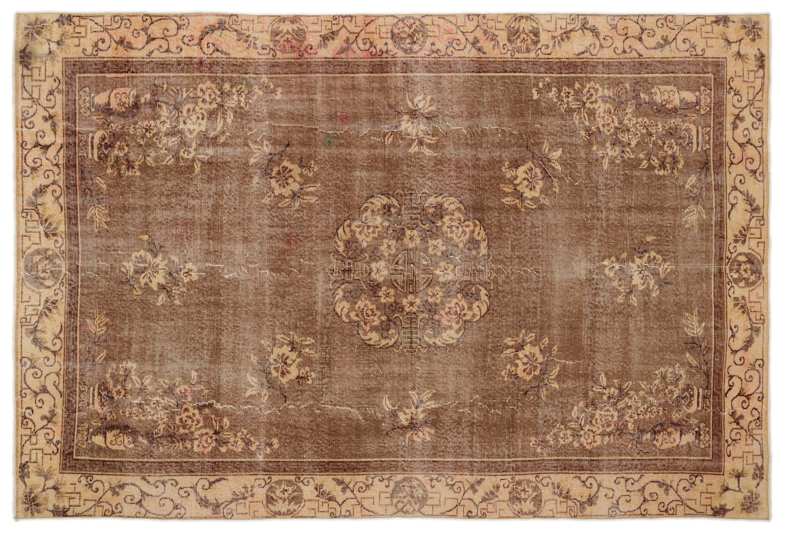 Naturel Over Dyed Vintage Rug 6'4'' x 9'8'' ft 193 x 294 cm