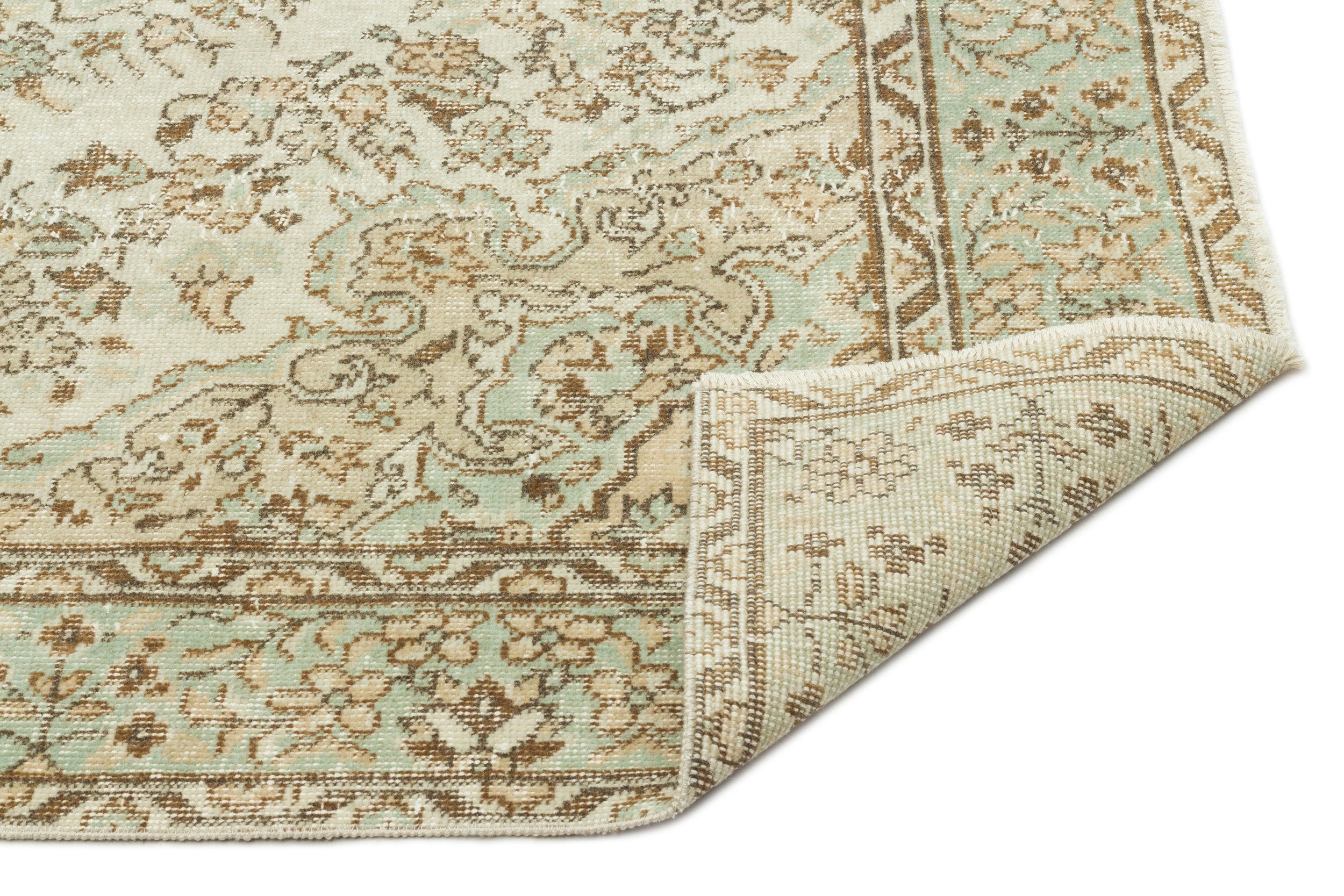Beige Over Dyed Vintage Rug 4'12'' x 9'3'' ft 152 x 283 cm