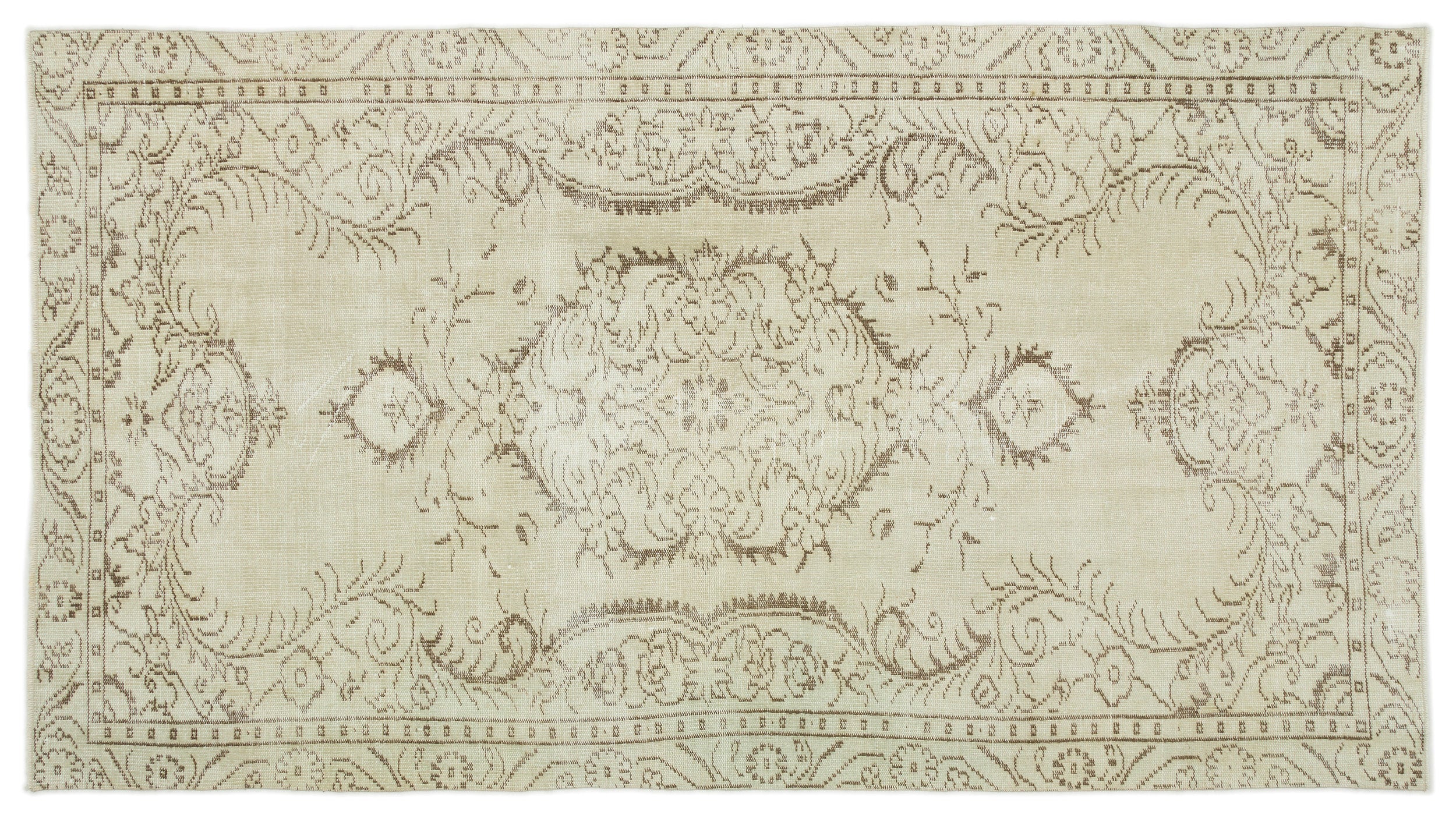 Beige Over Dyed Vintage Rug 4'11'' x 8'12'' ft 150 x 274 cm