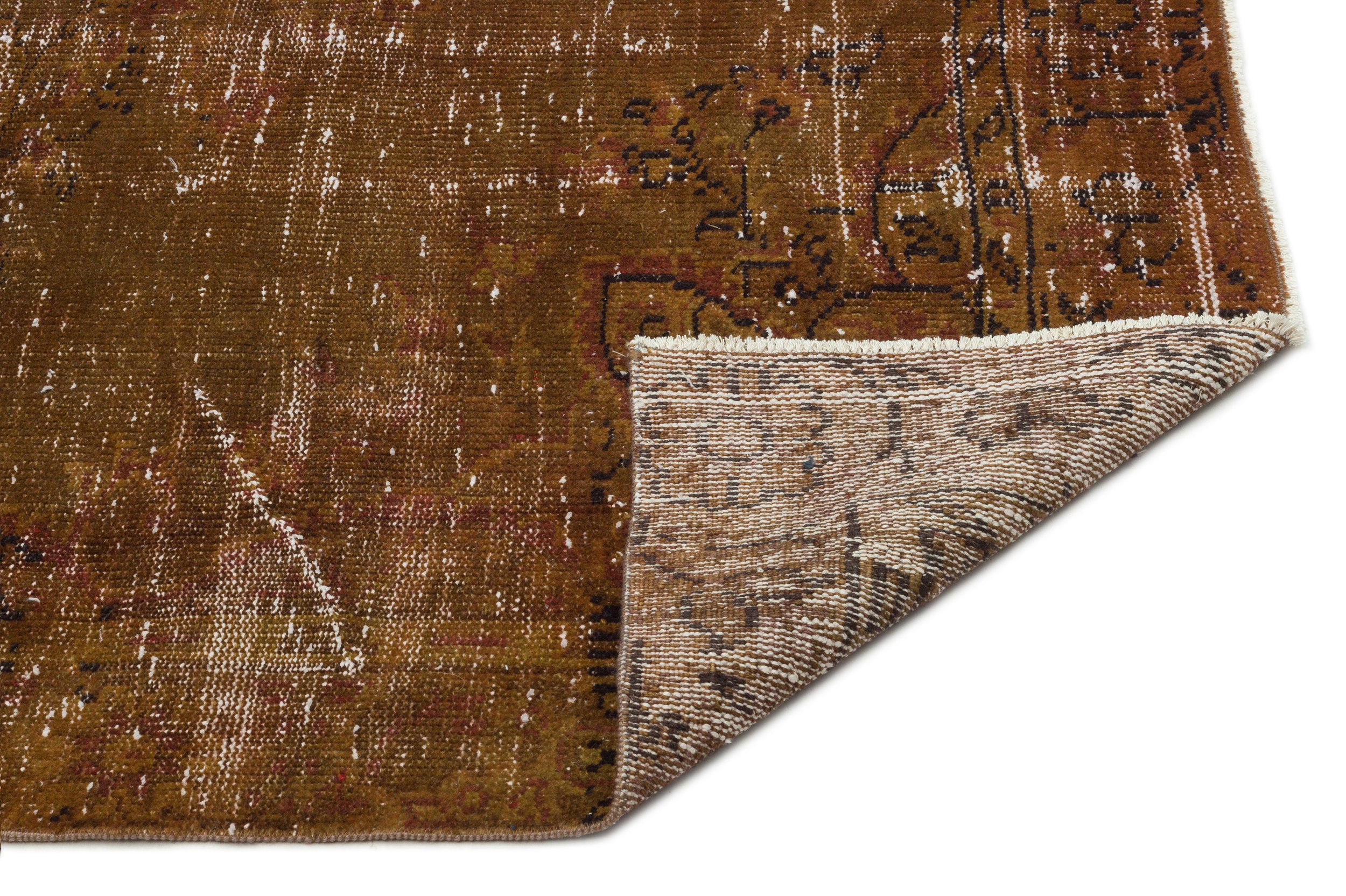 Brown Over Dyed Vintage Rug 4'11'' x 8'9'' ft 150 x 266 cm