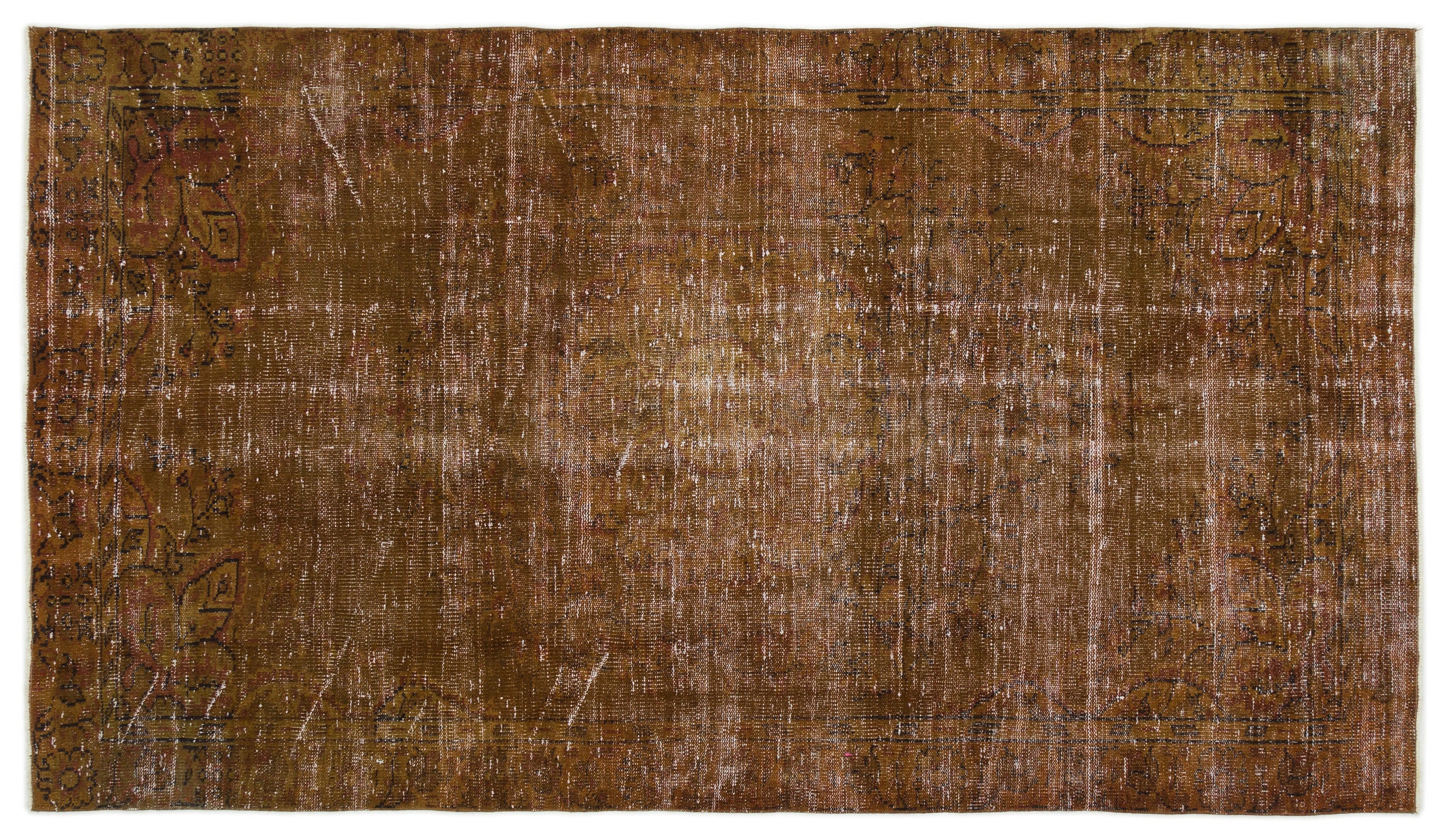 Brown Over Dyed Vintage Rug 4'11'' x 8'9'' ft 150 x 266 cm