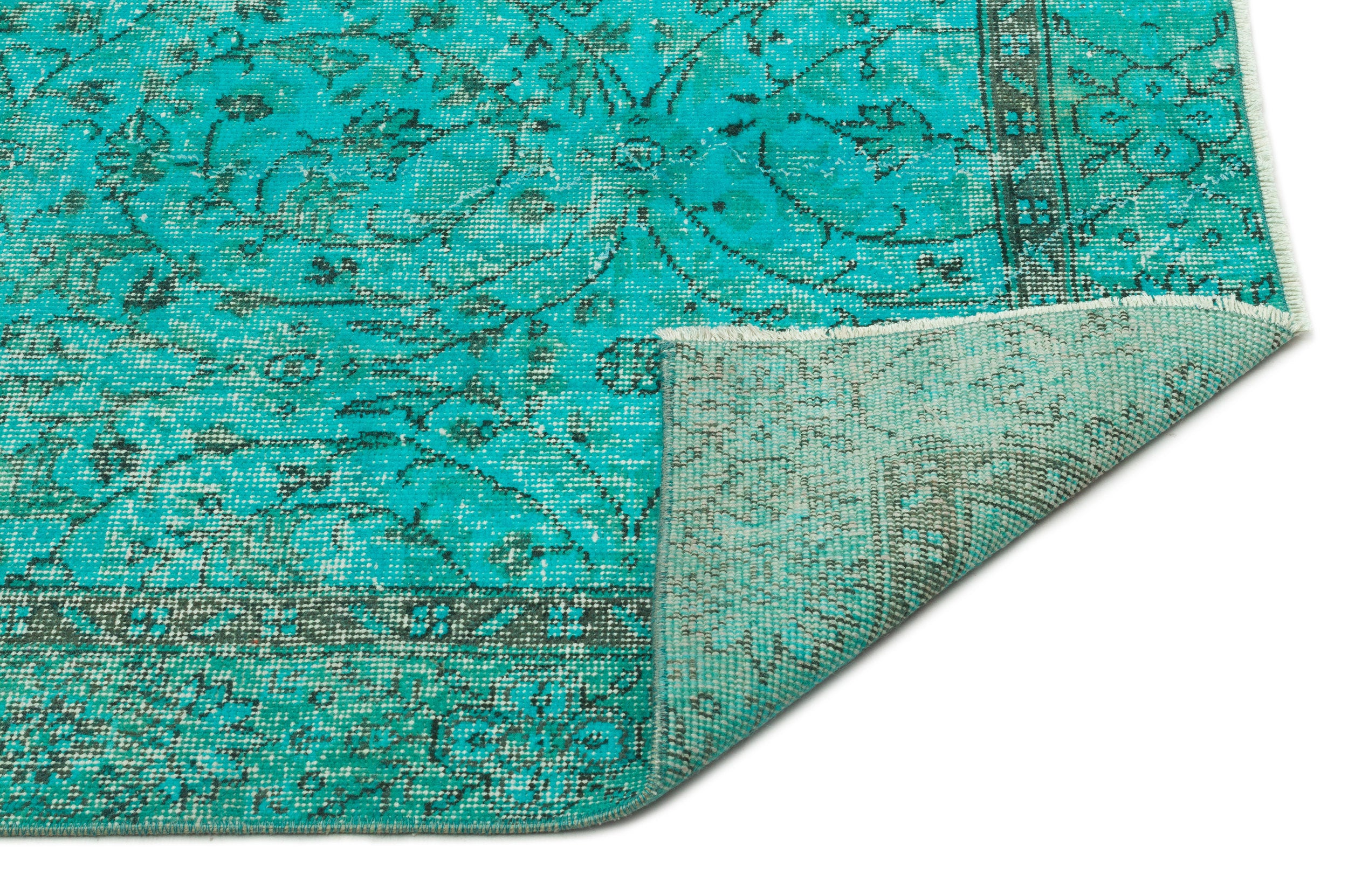 Turquoise Over Dyed Vintage Rug 5'3'' x 8'7'' ft 161 x 262 cm