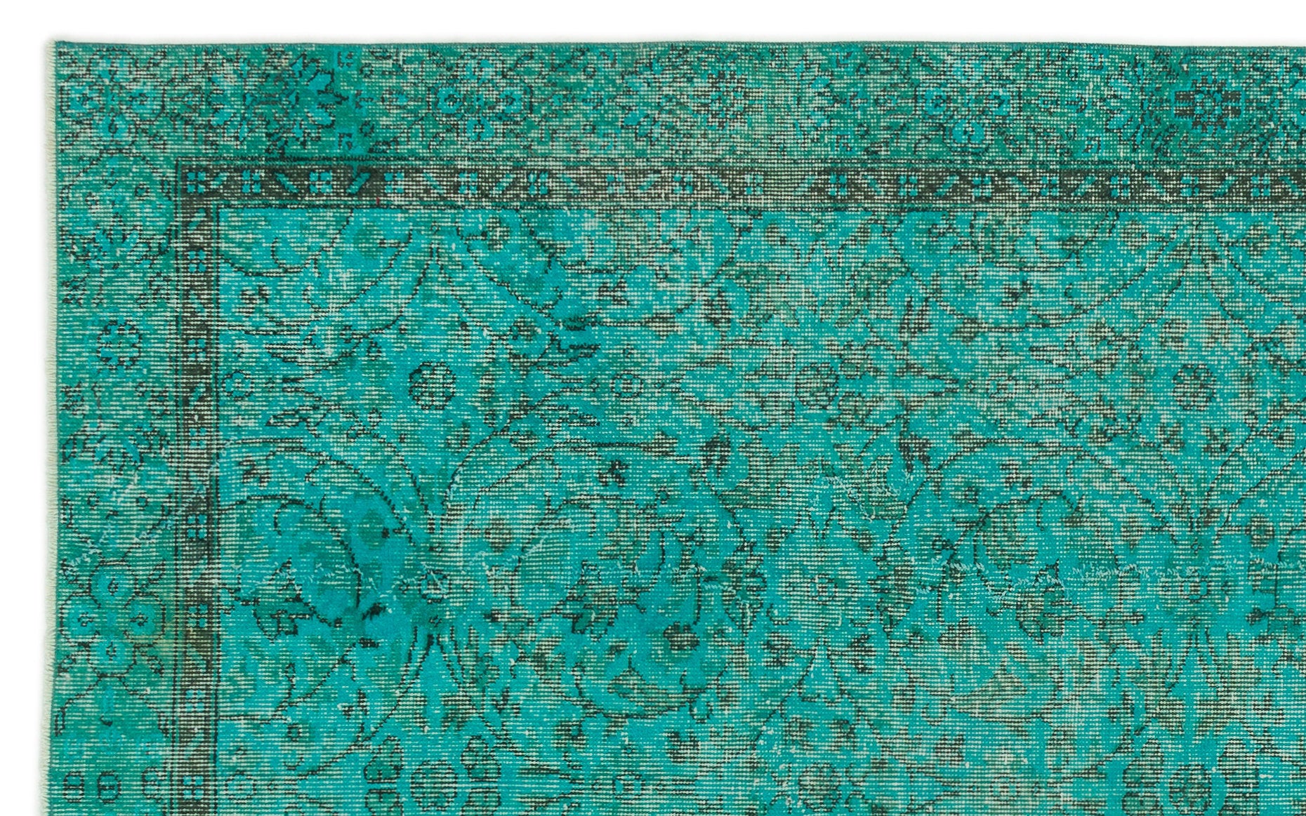 Turquoise Over Dyed Vintage Rug 5'3'' x 8'7'' ft 161 x 262 cm