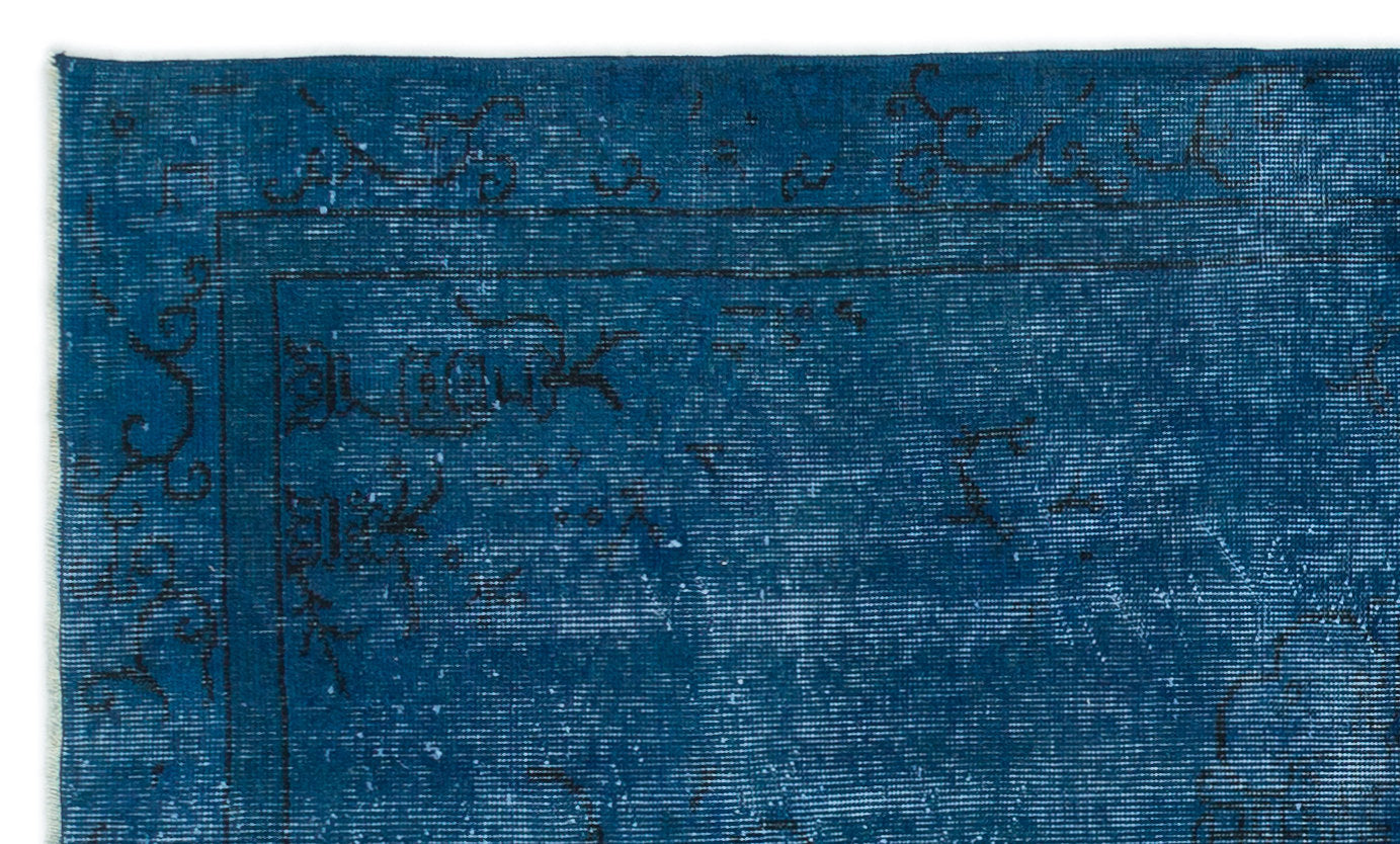 Turquoise Over Dyed Vintage Rug 3'10'' x 6'6'' ft 116 x 197 cm