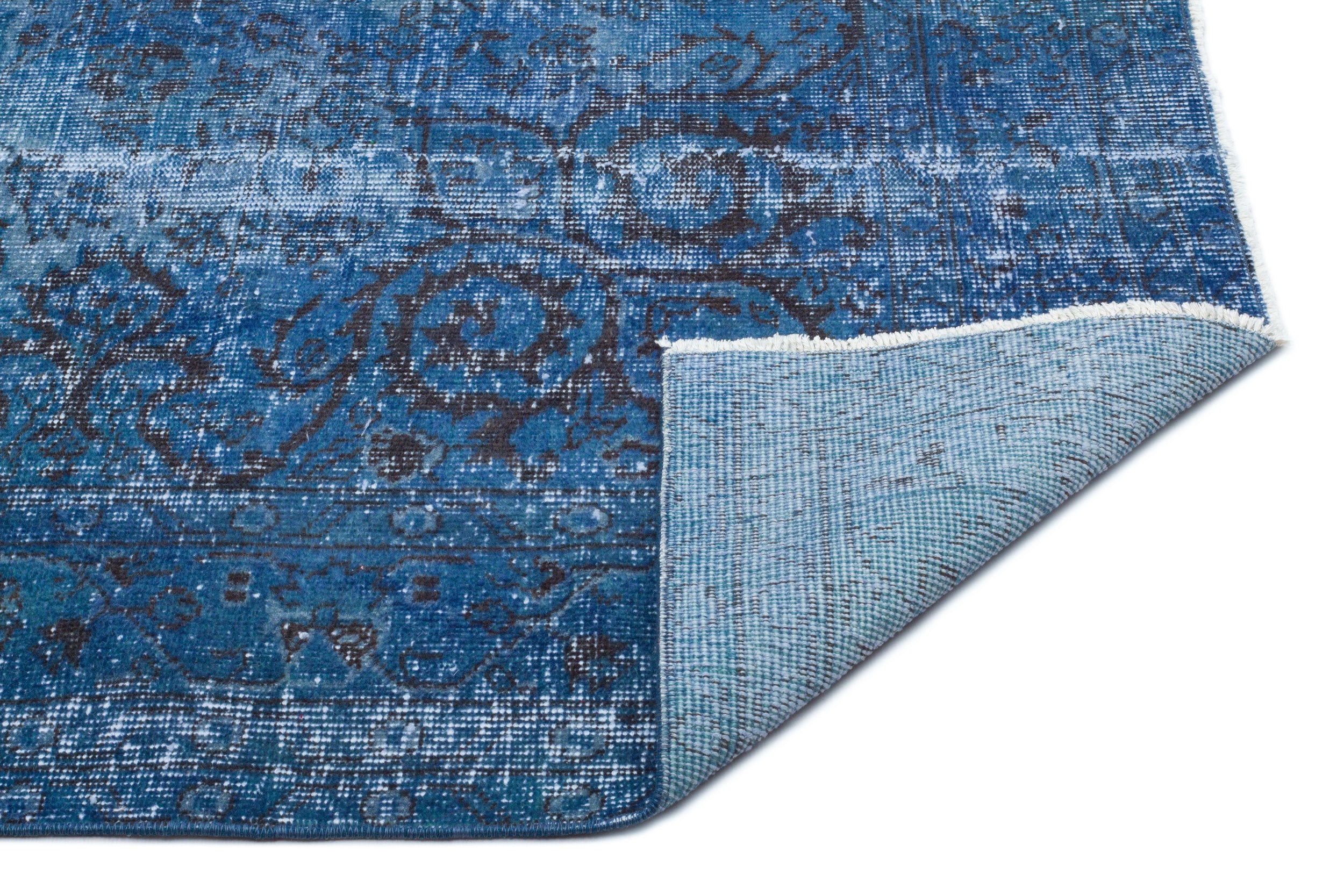Turquoise Over Dyed Vintage Rug 5'6'' x 8'7'' ft 167 x 262 cm