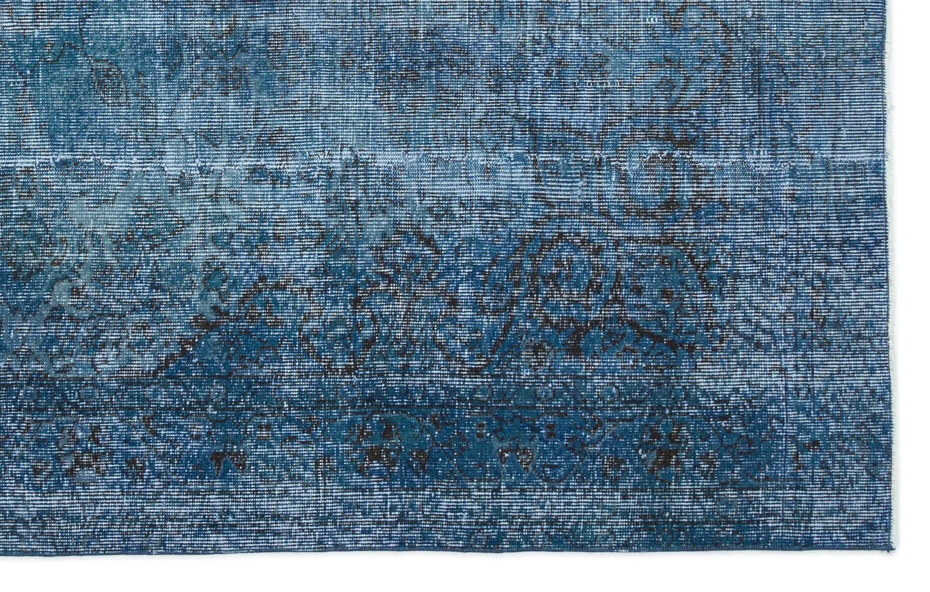 Turquoise Over Dyed Vintage Rug 5'6'' x 8'7'' ft 167 x 262 cm