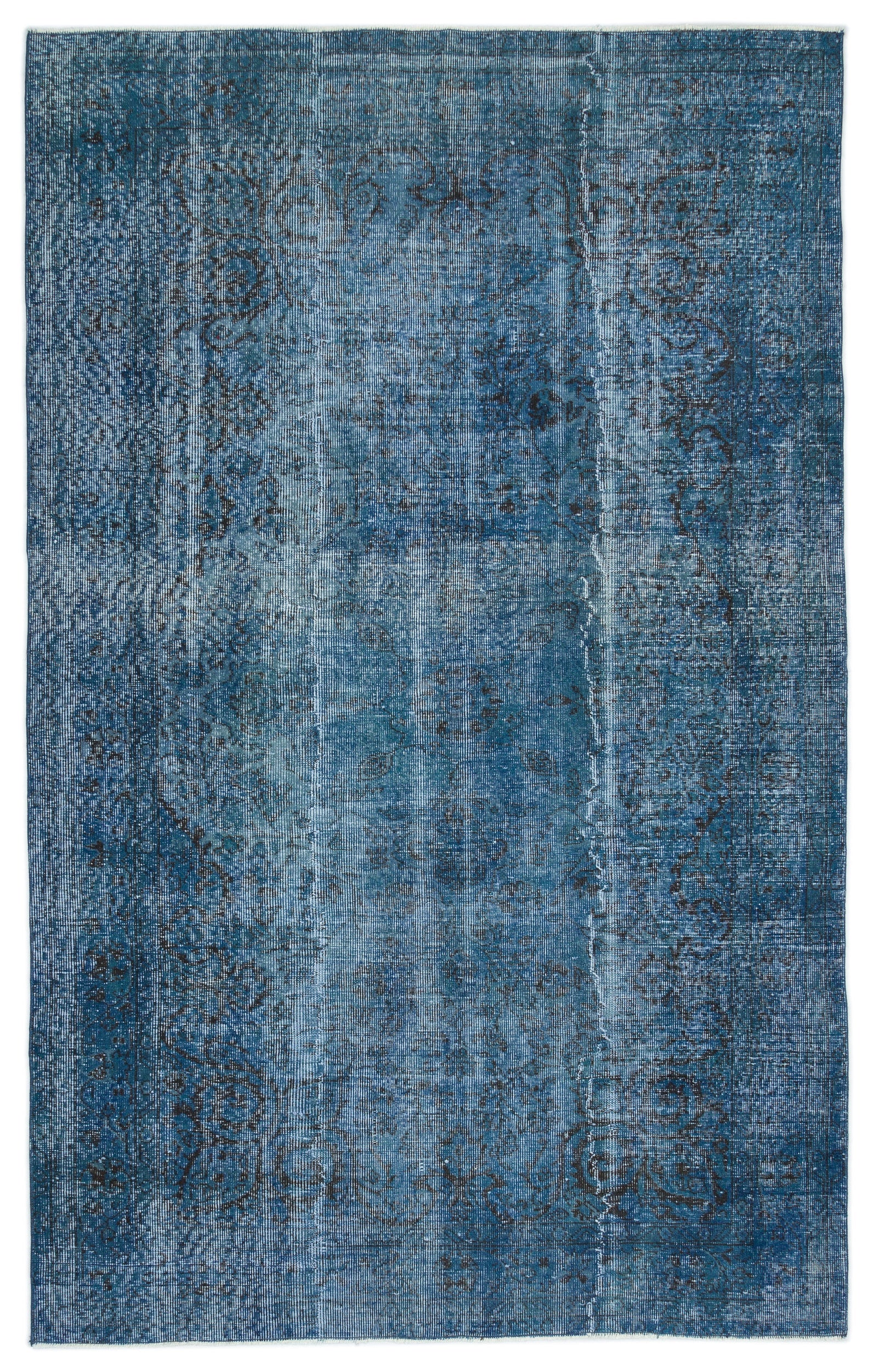 Turquoise Over Dyed Vintage Rug 5'6'' x 8'7'' ft 167 x 262 cm