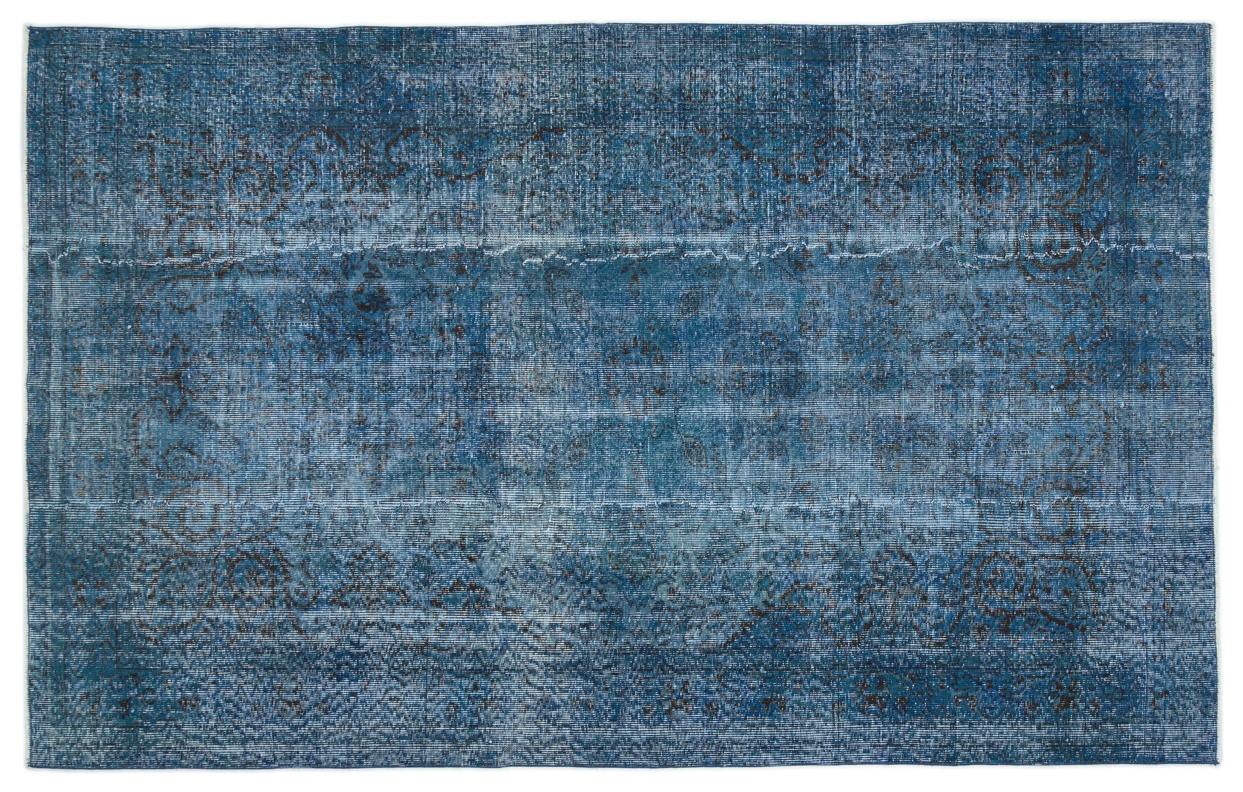 Turquoise Over Dyed Vintage Rug 5'6'' x 8'7'' ft 167 x 262 cm