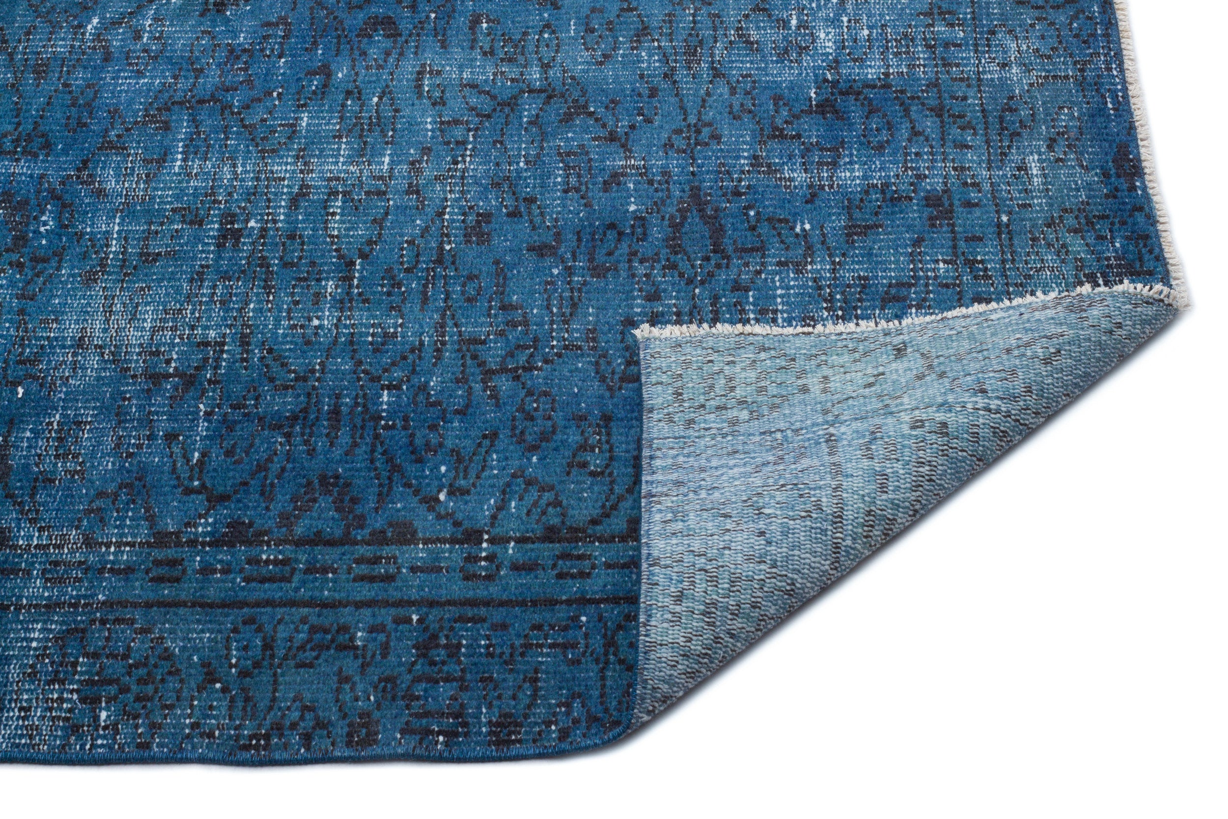 Turquoise Over Dyed Vintage Rug 5'4'' x 8'11'' ft 162 x 271 cm