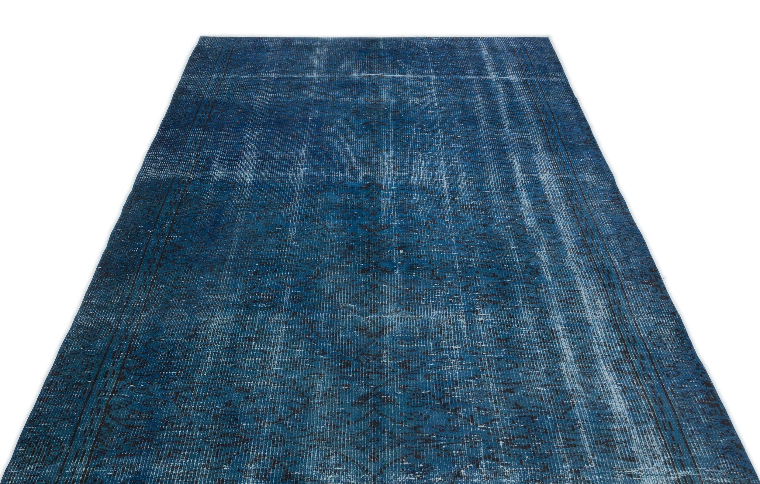 Turquoise Over Dyed Vintage Rug 5'4'' x 8'11'' ft 162 x 271 cm