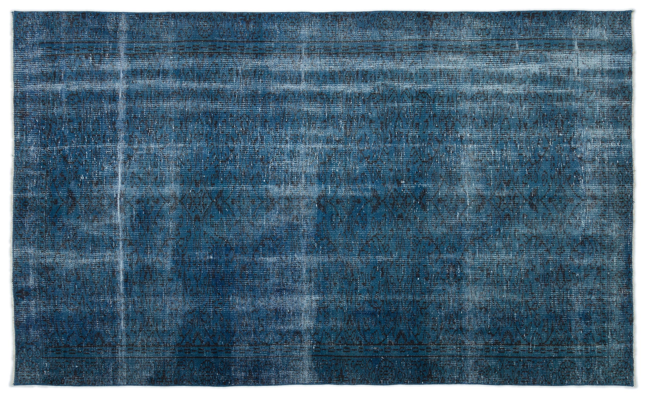 Turquoise Over Dyed Vintage Rug 5'4'' x 8'11'' ft 162 x 271 cm