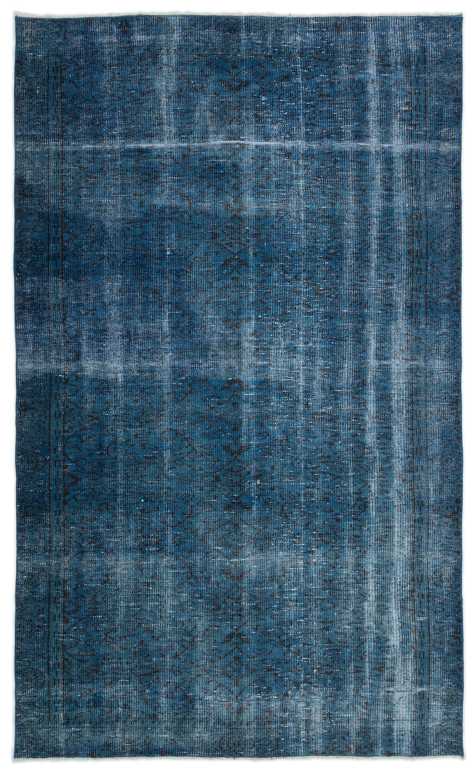 Turquoise Over Dyed Vintage Rug 5'4'' x 8'11'' ft 162 x 271 cm