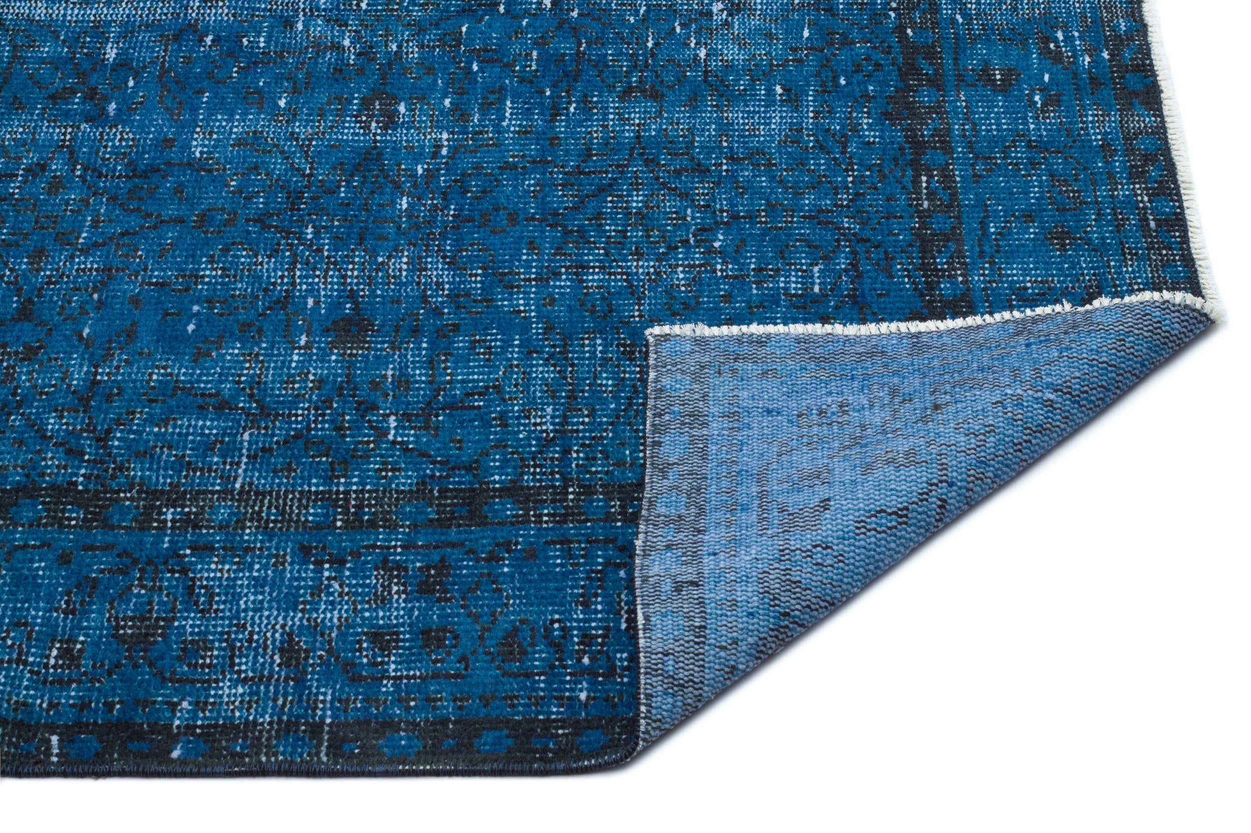 Turquoise Over Dyed Vintage Rug 4'11'' x 8'8'' ft 151 x 263 cm