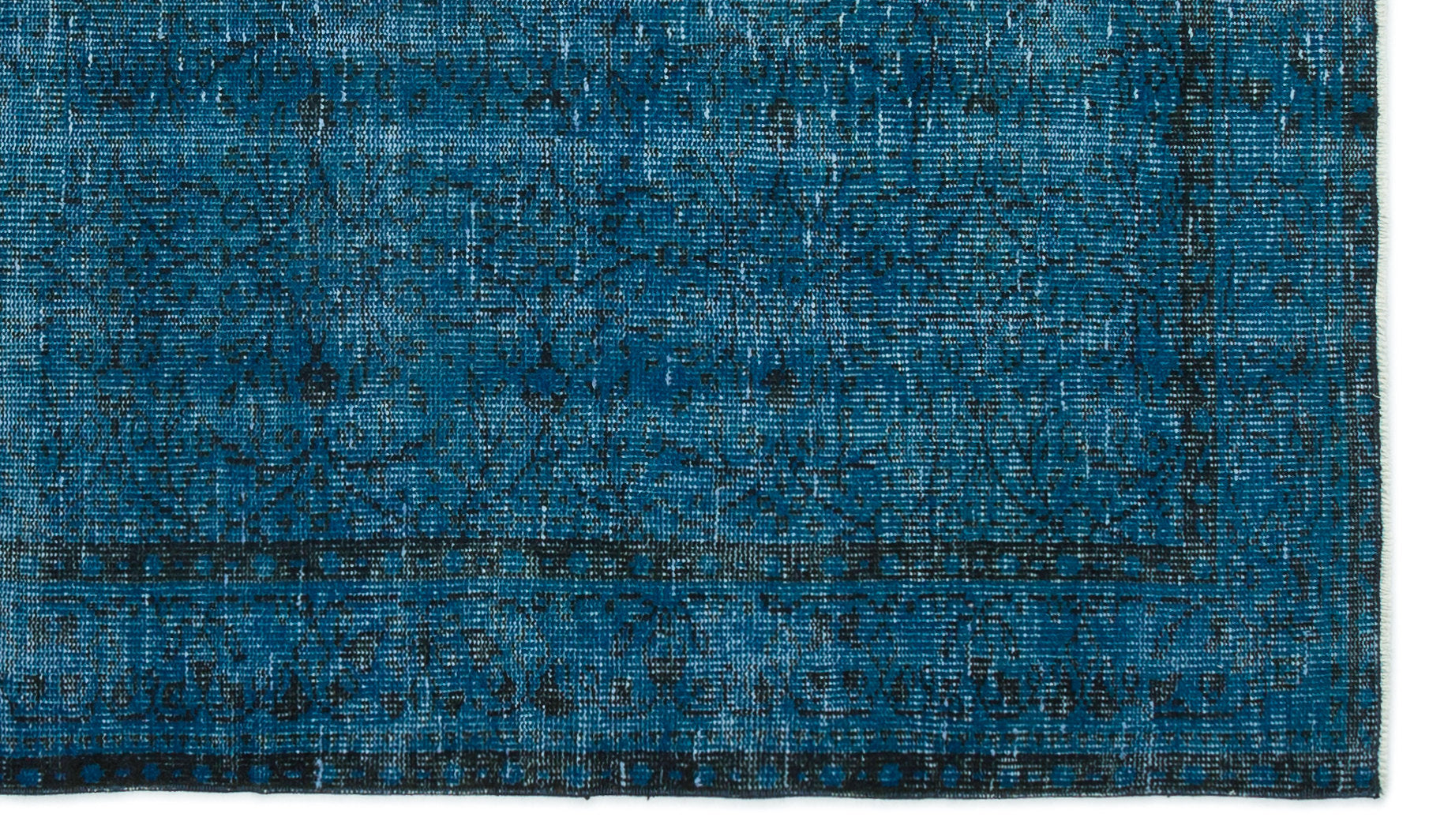 Turquoise Over Dyed Vintage Rug 4'11'' x 8'8'' ft 151 x 263 cm