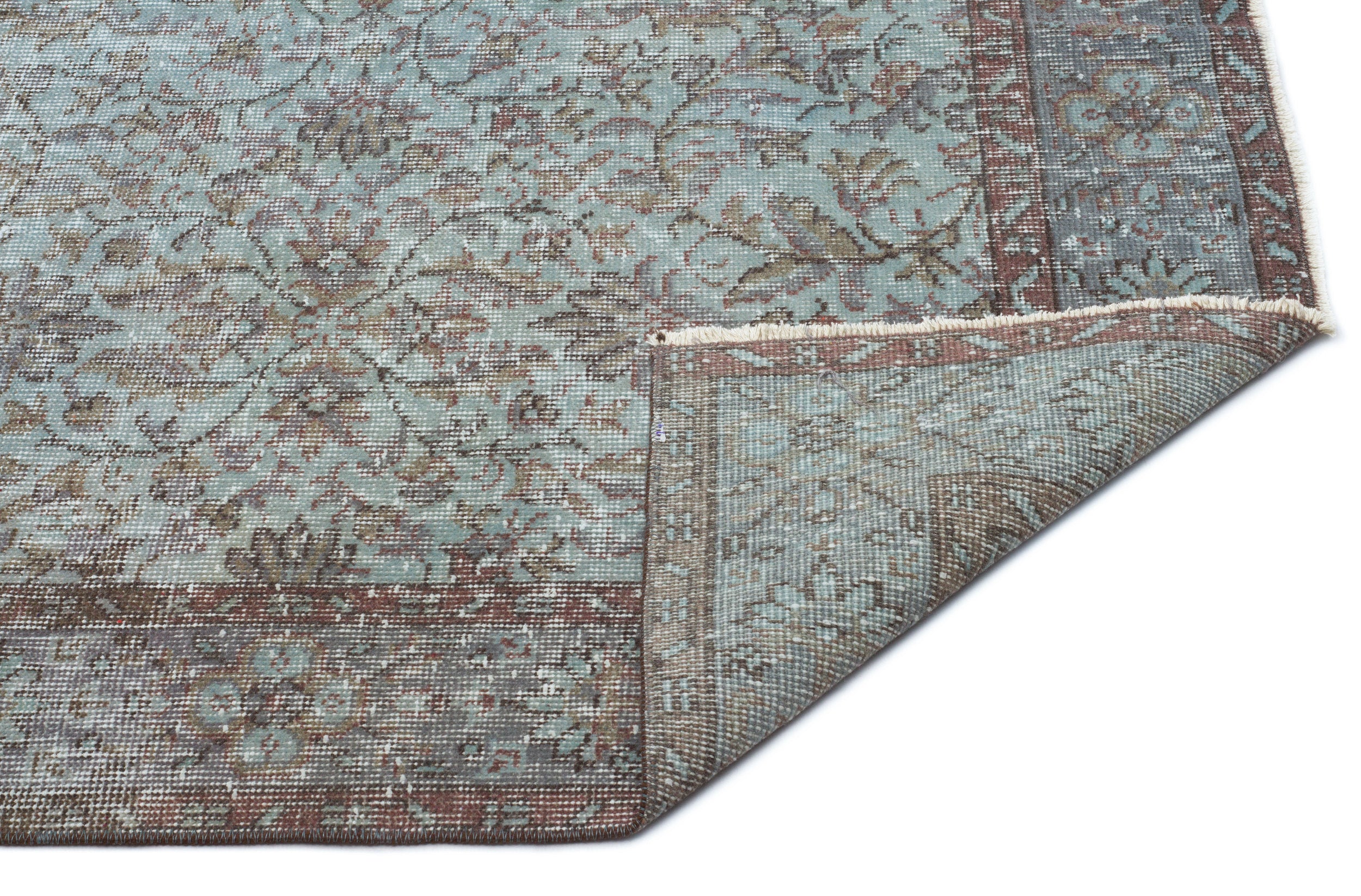 Blue Over Dyed Vintage Rug 5'2'' x 8'10'' ft 157 x 270 cm