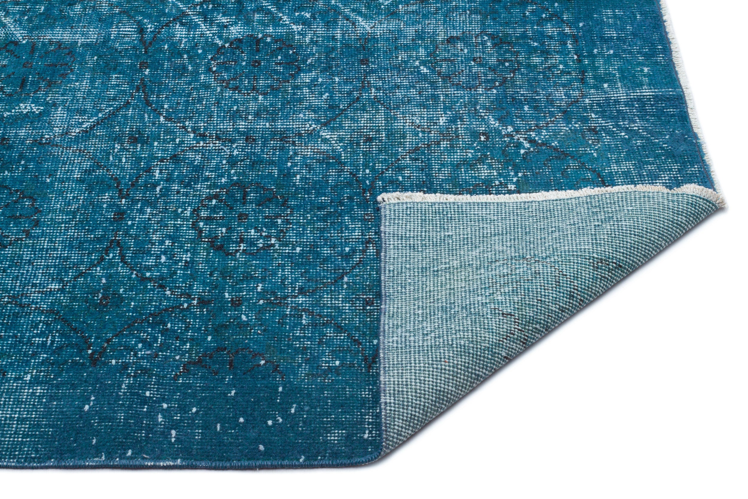 Turquoise Over Dyed Vintage Rug 5'3'' x 8'4'' ft 161 x 254 cm