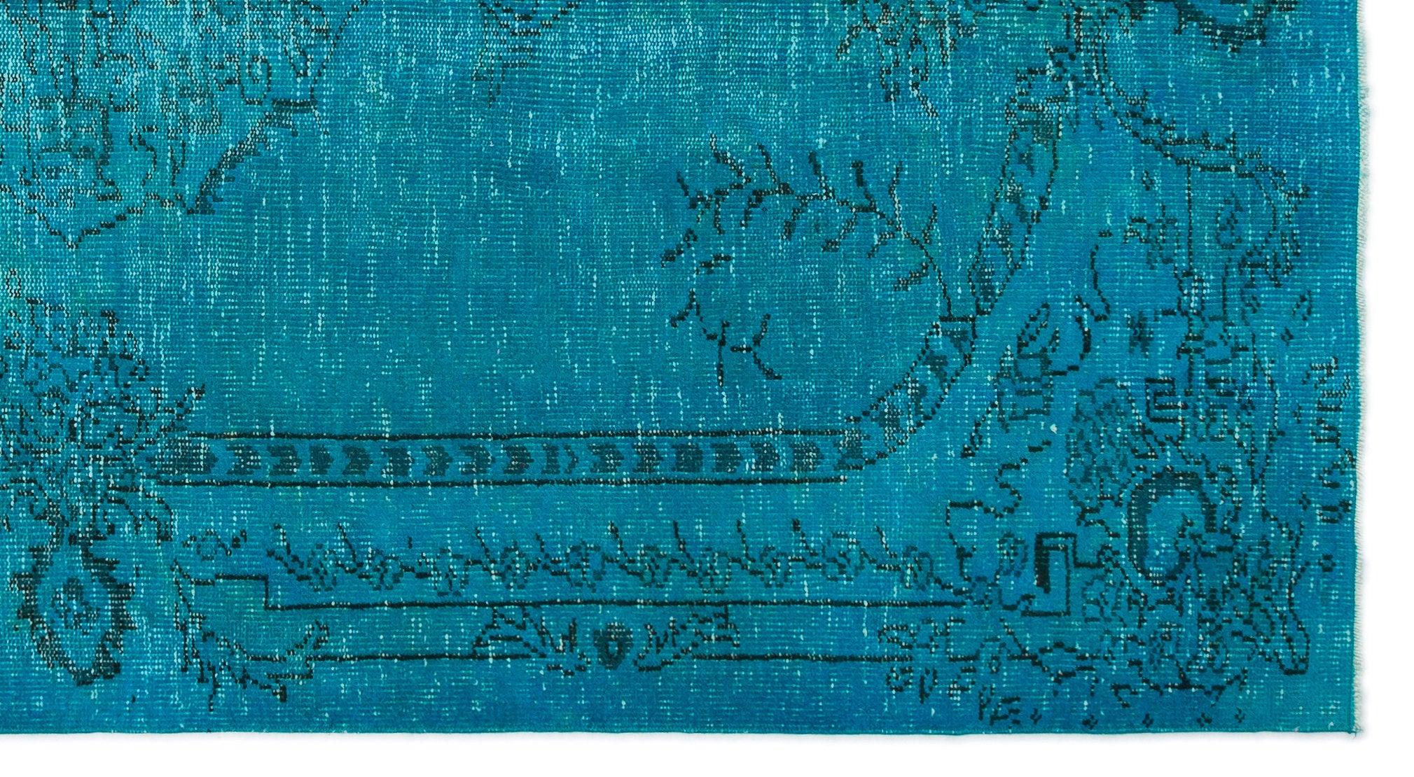 Turquoise Over Dyed Vintage Rug 5'2'' x 9'3'' ft 157 x 283 cm