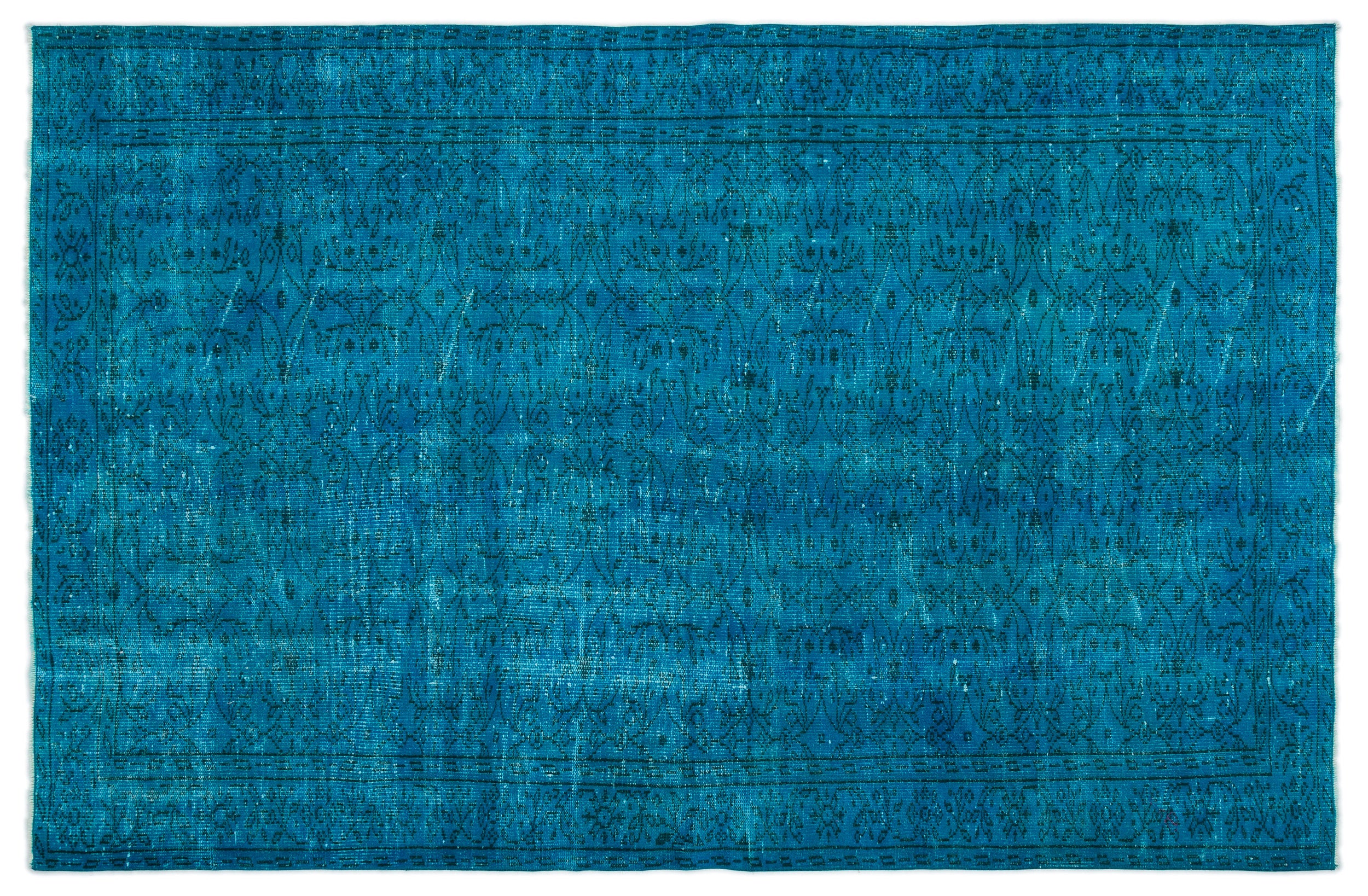 Turquoise Over Dyed Vintage Rug 5'9'' x 8'8'' ft 174 x 265 cm