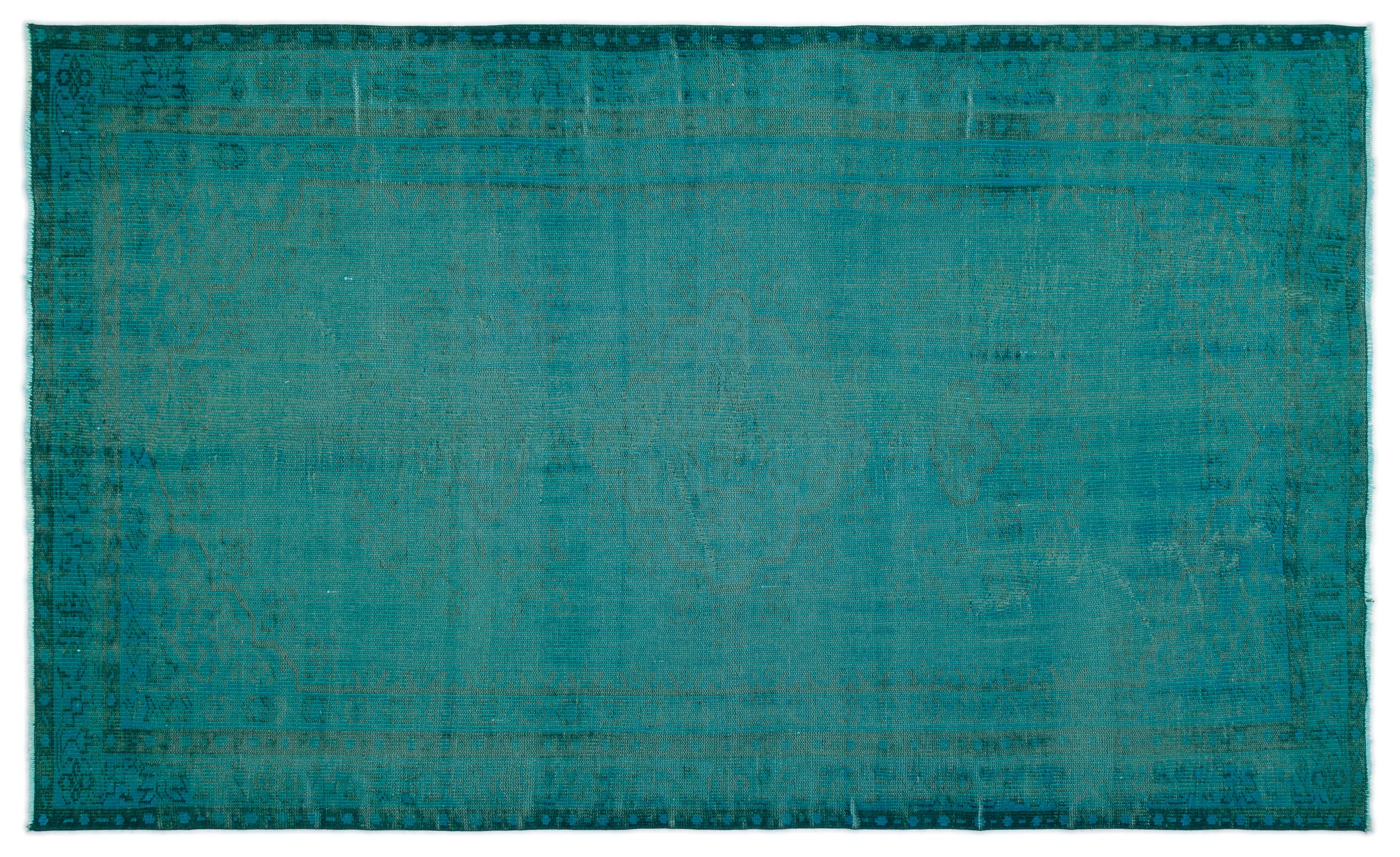 Turquoise Over Dyed Vintage Rug 5'4'' x 8'4'' ft 162 x 255 cm