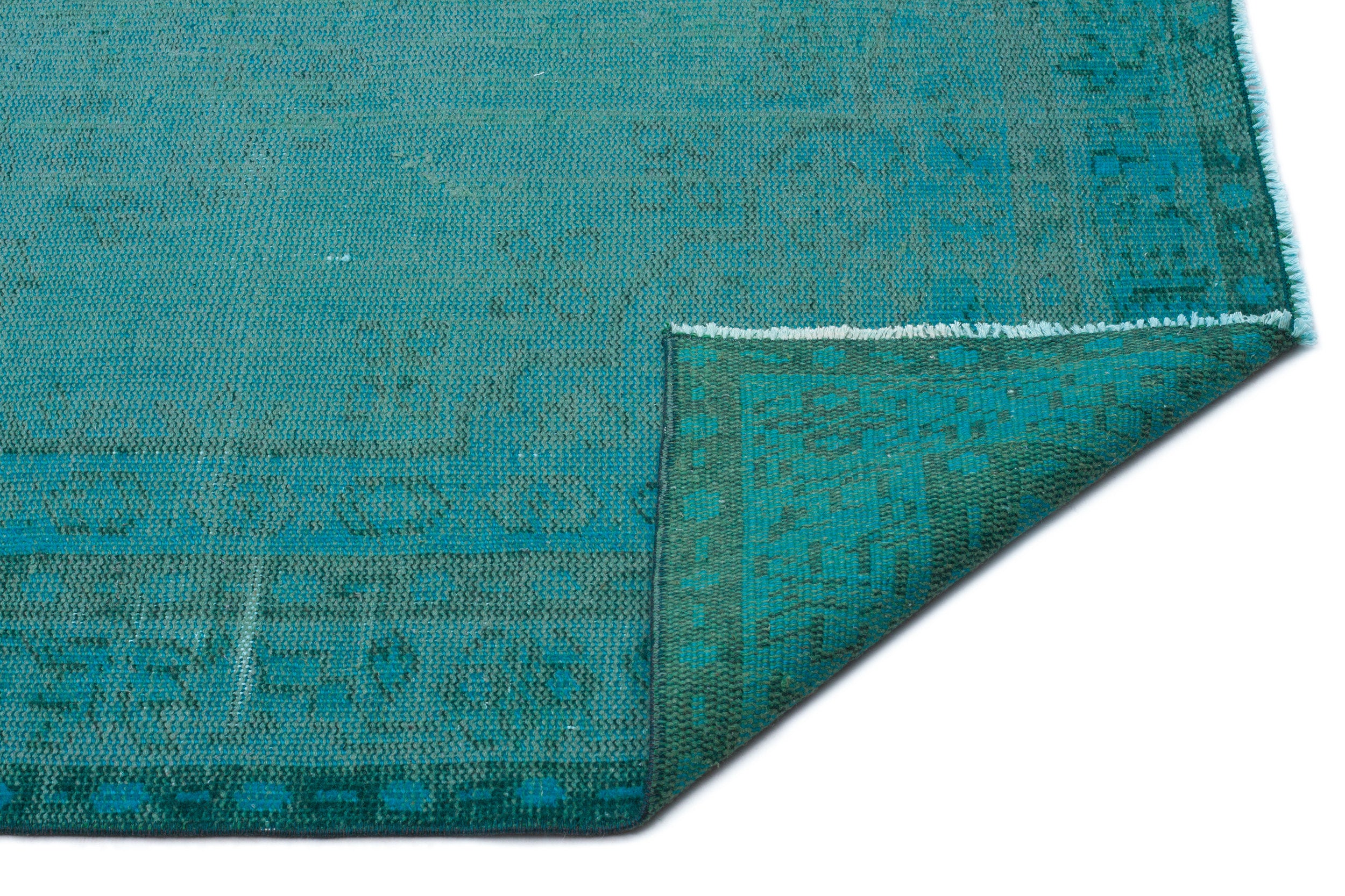 Turquoise Over Dyed Vintage Rug 5'4'' x 8'4'' ft 162 x 255 cm