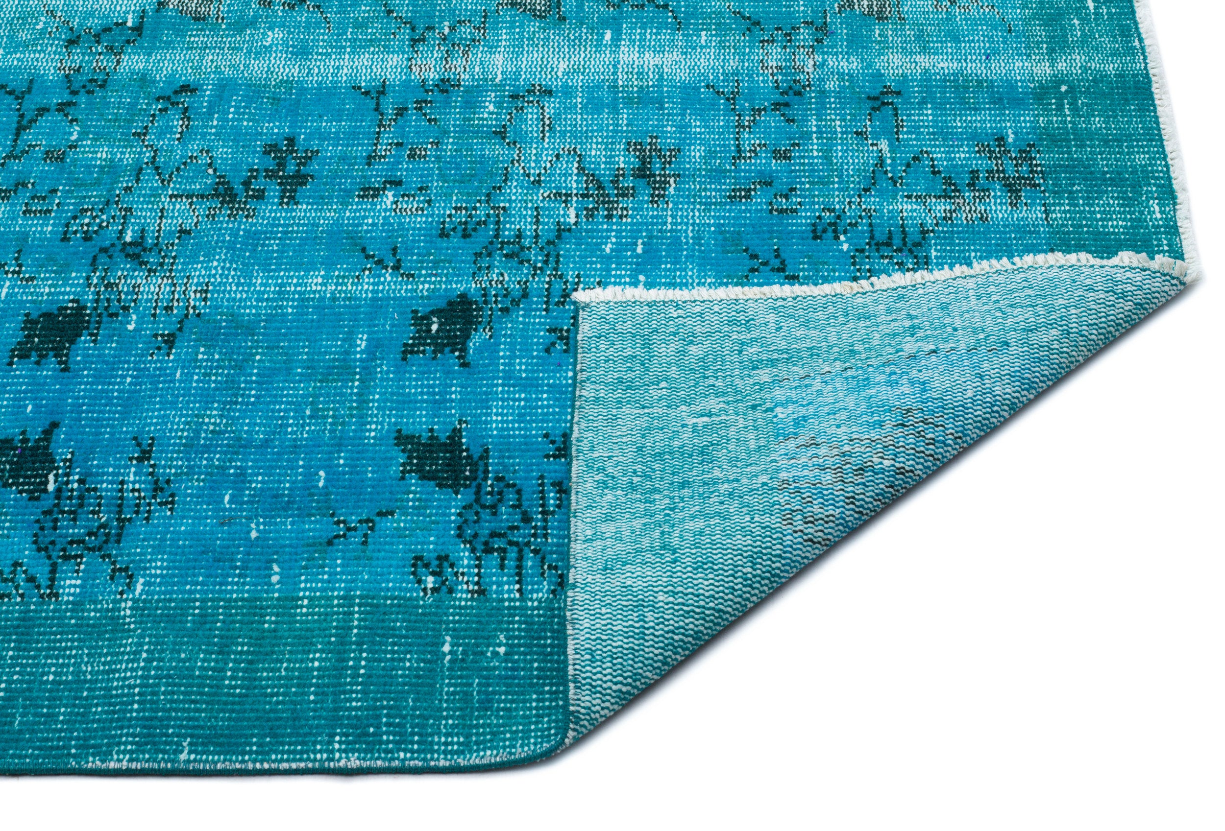 Turquoise Over Dyed Vintage Rug 5'6'' x 8'8'' ft 168 x 264 cm