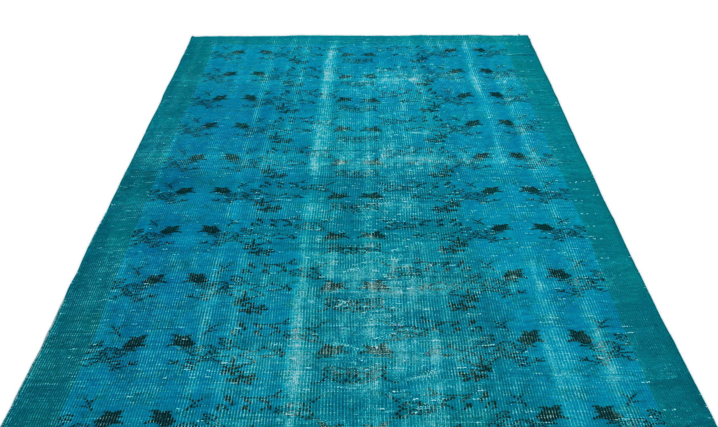 Turquoise Over Dyed Vintage Rug 5'6'' x 8'8'' ft 168 x 264 cm