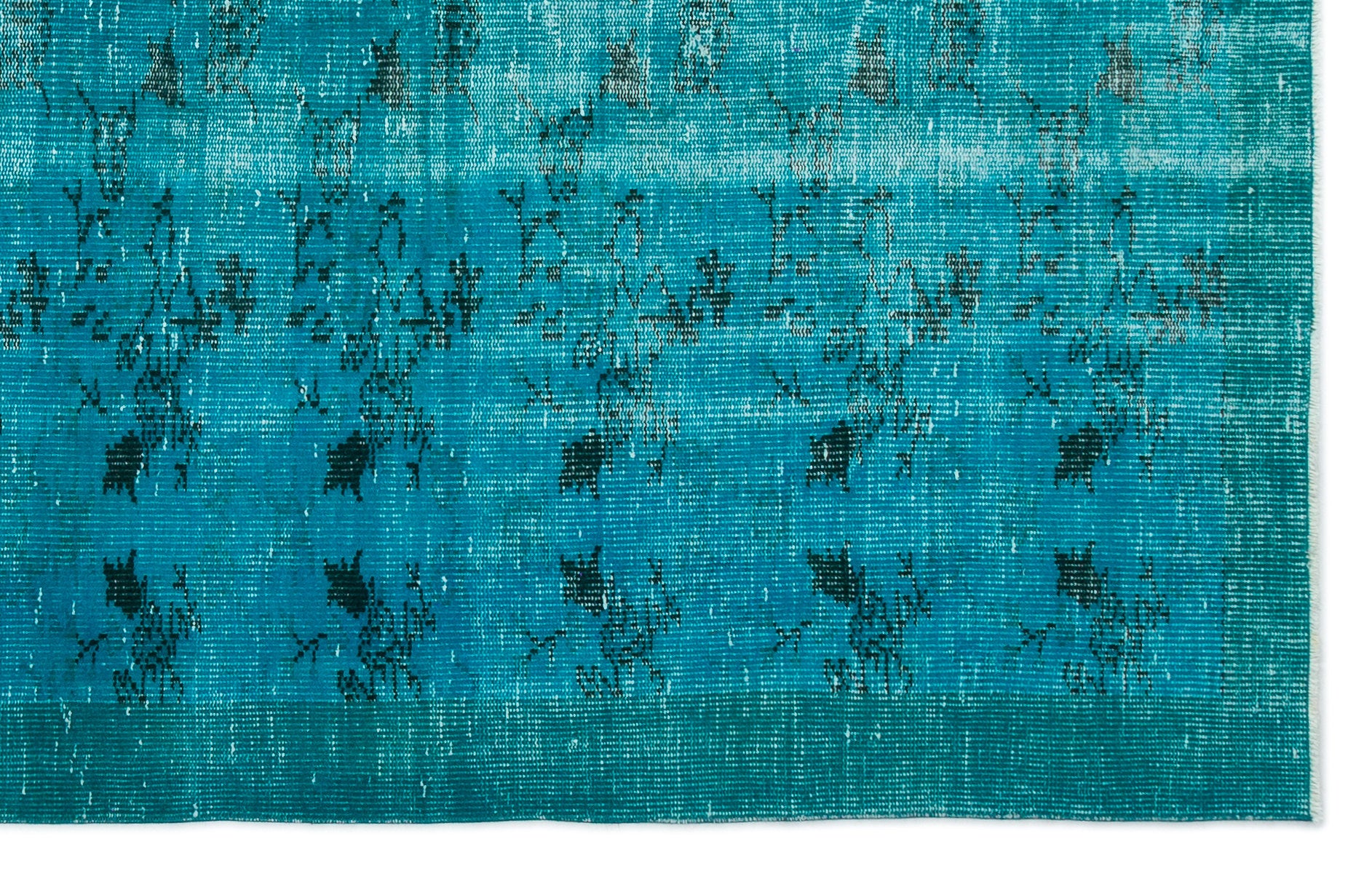 Turquoise Over Dyed Vintage Rug 5'6'' x 8'8'' ft 168 x 264 cm