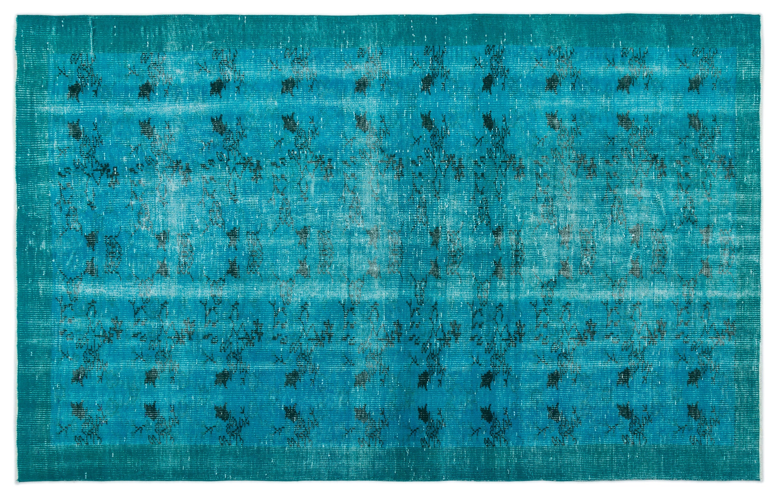 Turquoise Over Dyed Vintage Rug 5'6'' x 8'8'' ft 168 x 264 cm