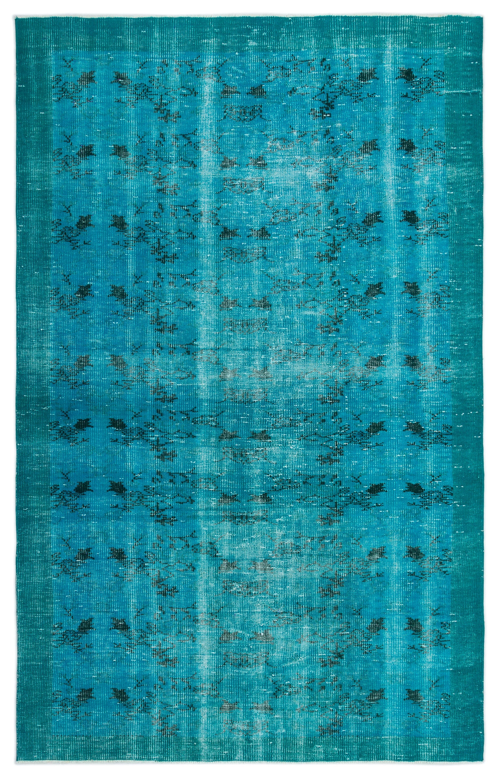 Turquoise Over Dyed Vintage Rug 5'6'' x 8'8'' ft 168 x 264 cm