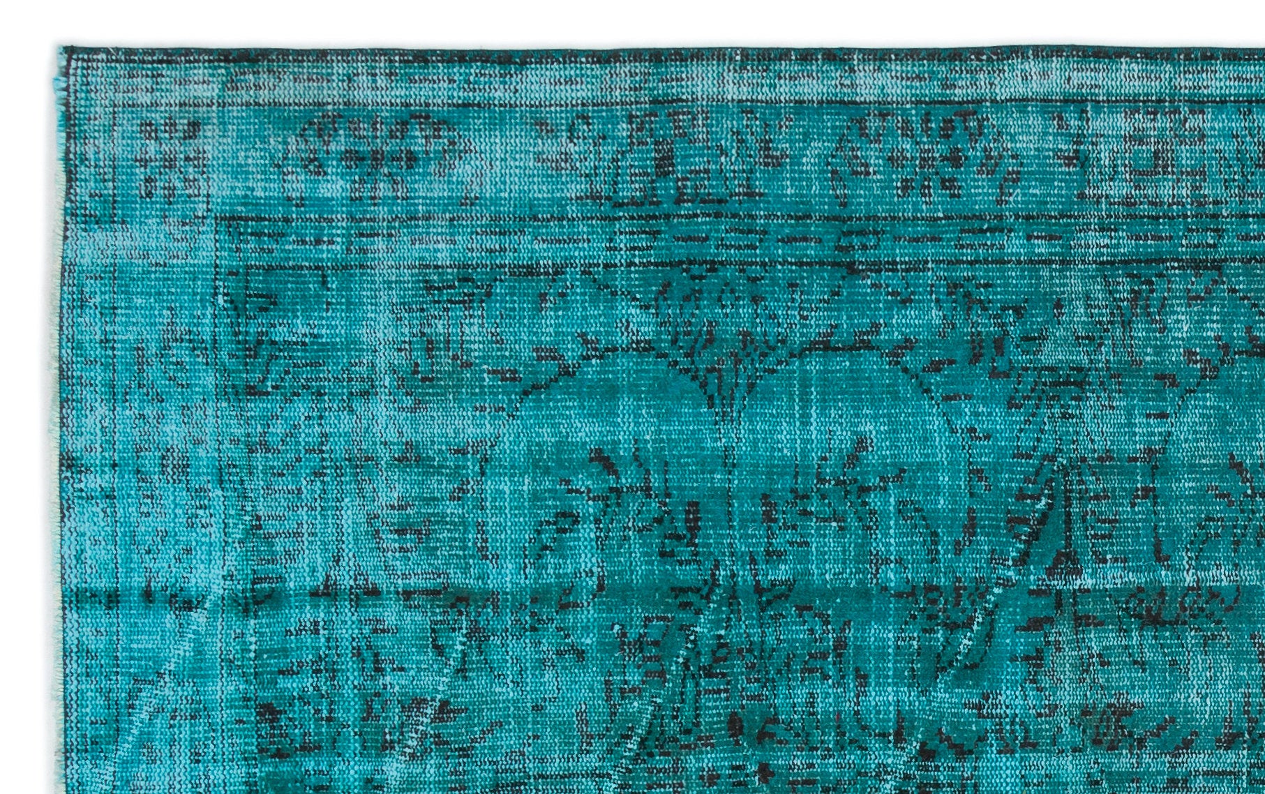 Turquoise Over Dyed Vintage Rug 5'7'' x 8'5'' ft 169 x 257 cm