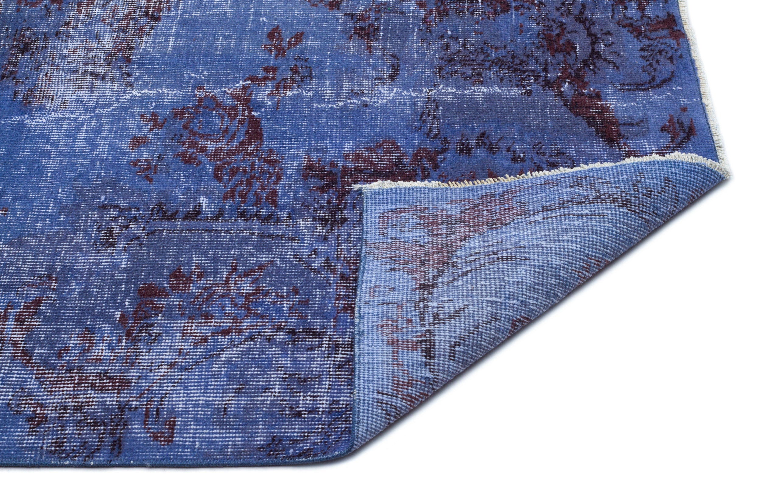 Blue Over Dyed Vintage Rug 5'6'' x 8'5'' ft 167 x 257 cm