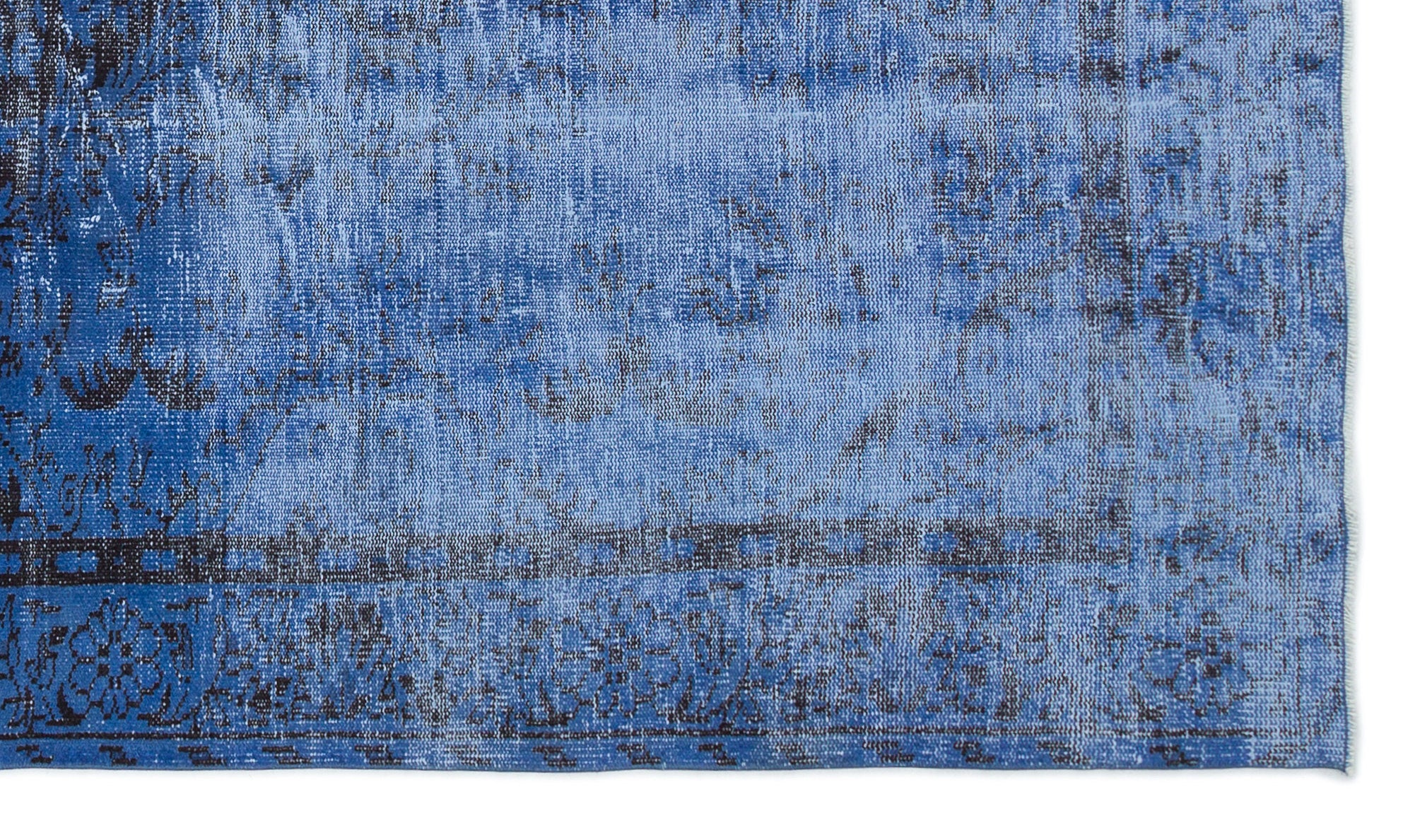 Blue Over Dyed Vintage Rug 5'2'' x 9'1'' ft 158 x 277 cm