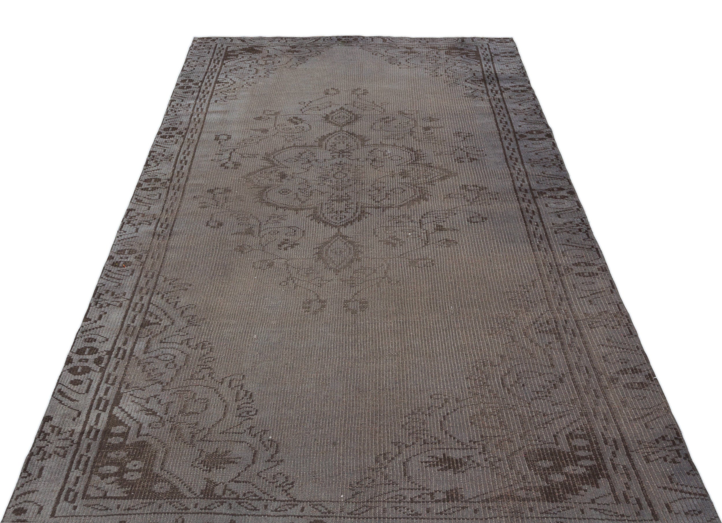 Gray Over Dyed Vintage Rug 4'9'' x 8'3'' ft 145 x 251 cm