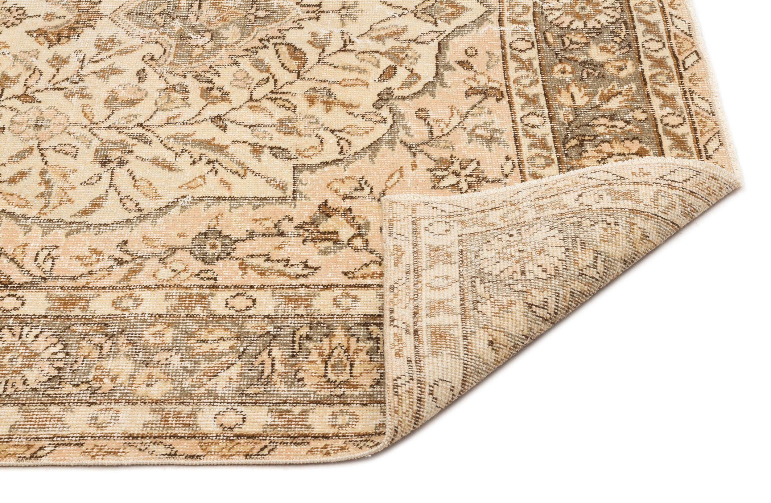 Beige Over Dyed Vintage Rug 5'3'' x 8'9'' ft 159 x 266 cm