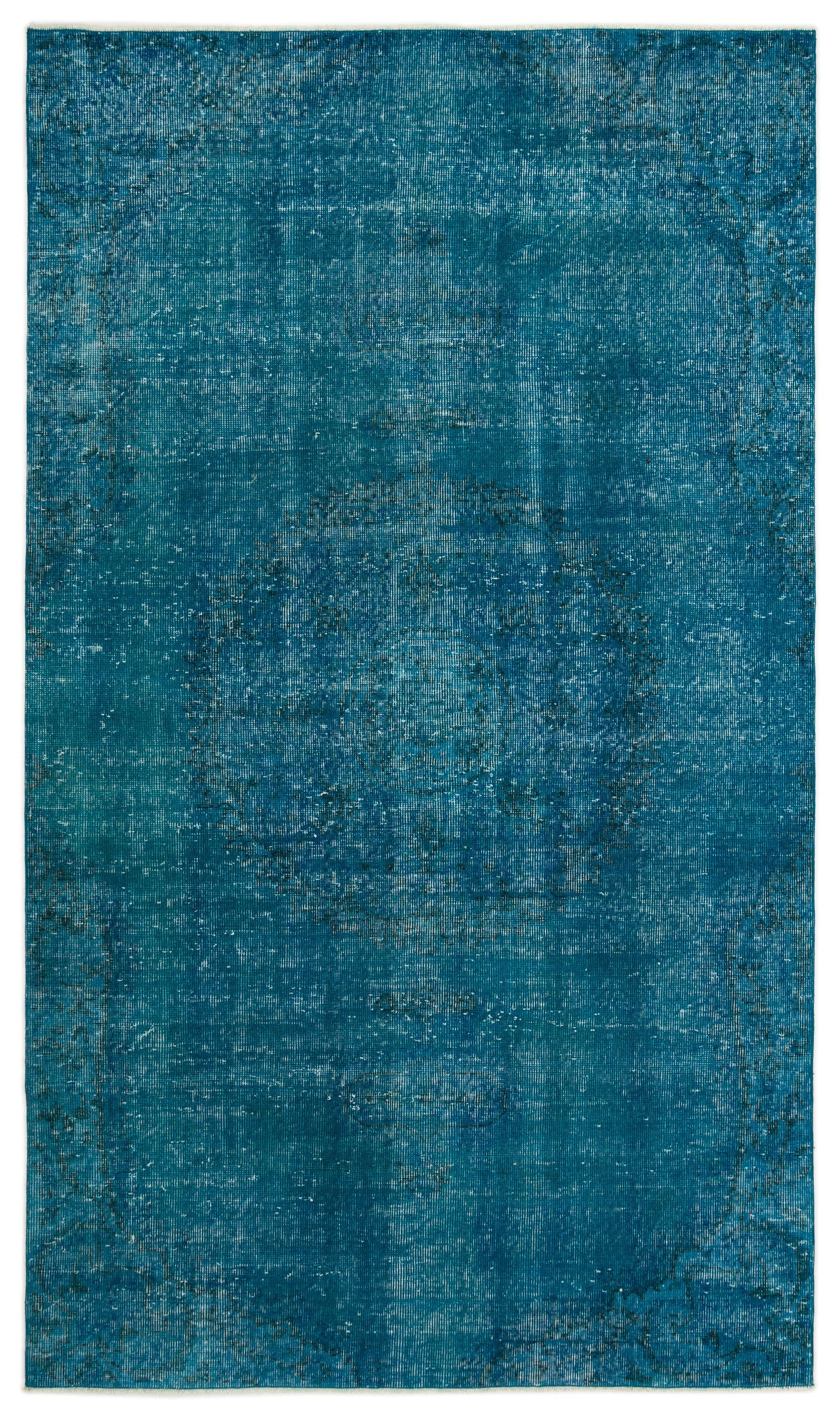 Turquoise Over Dyed Vintage Rug 5'1'' x 8'7'' ft 154 x 261 cm