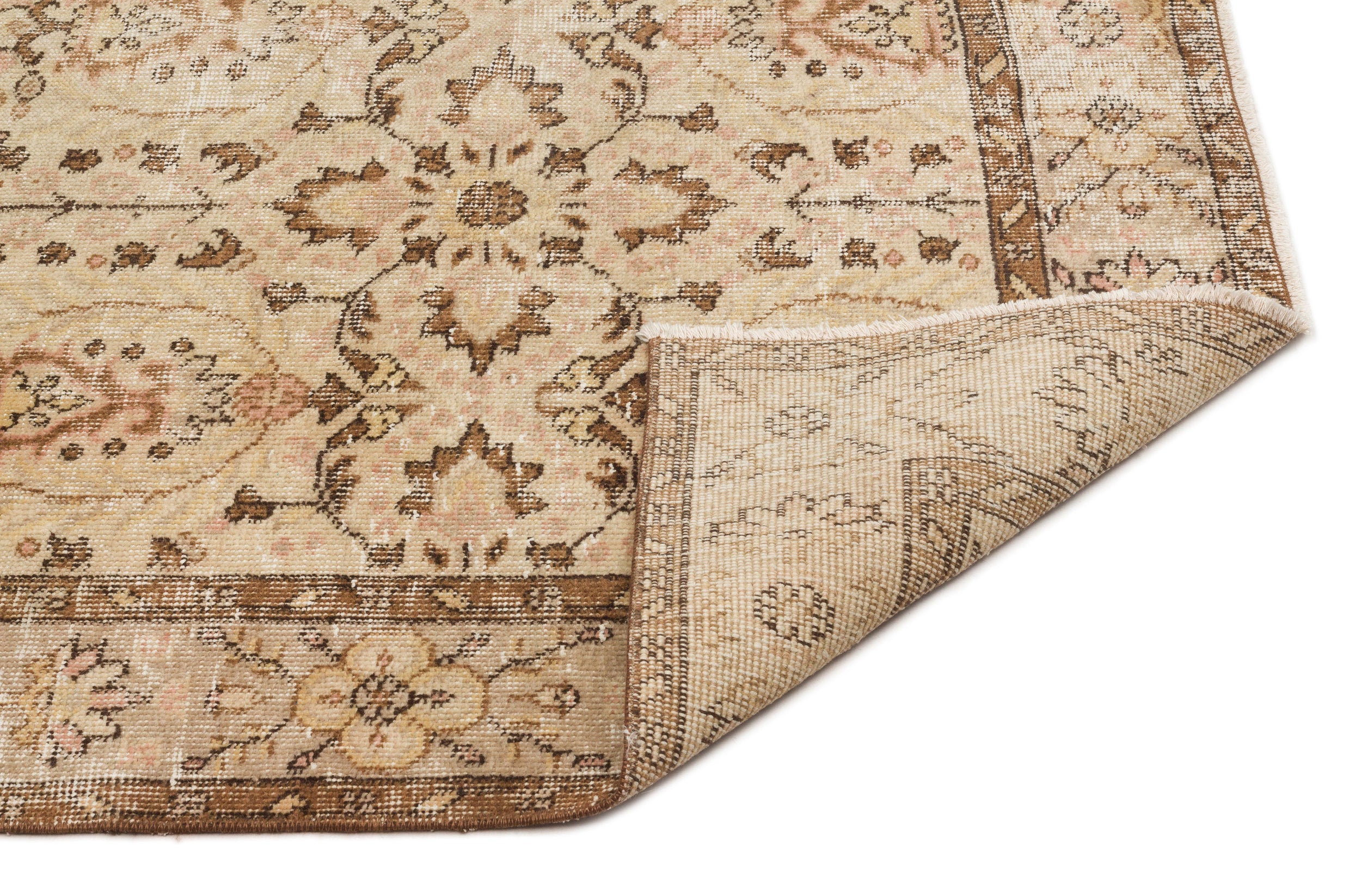 Beige Over Dyed Vintage Rug 5'3'' x 8'10'' ft 161 x 268 cm