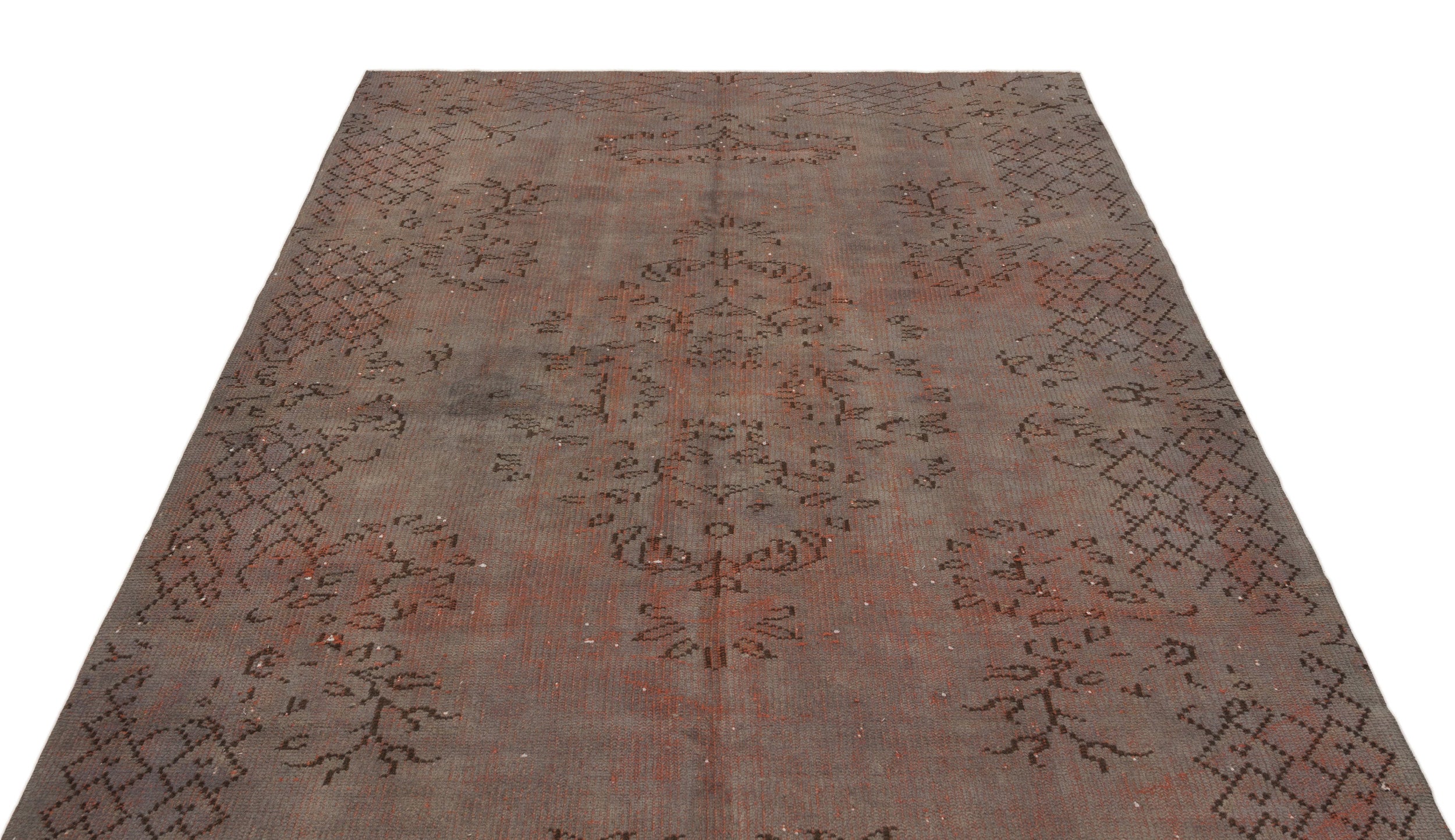 Brown Over Dyed Vintage Rug 5'5'' x 8'2'' ft 164 x 250 cm