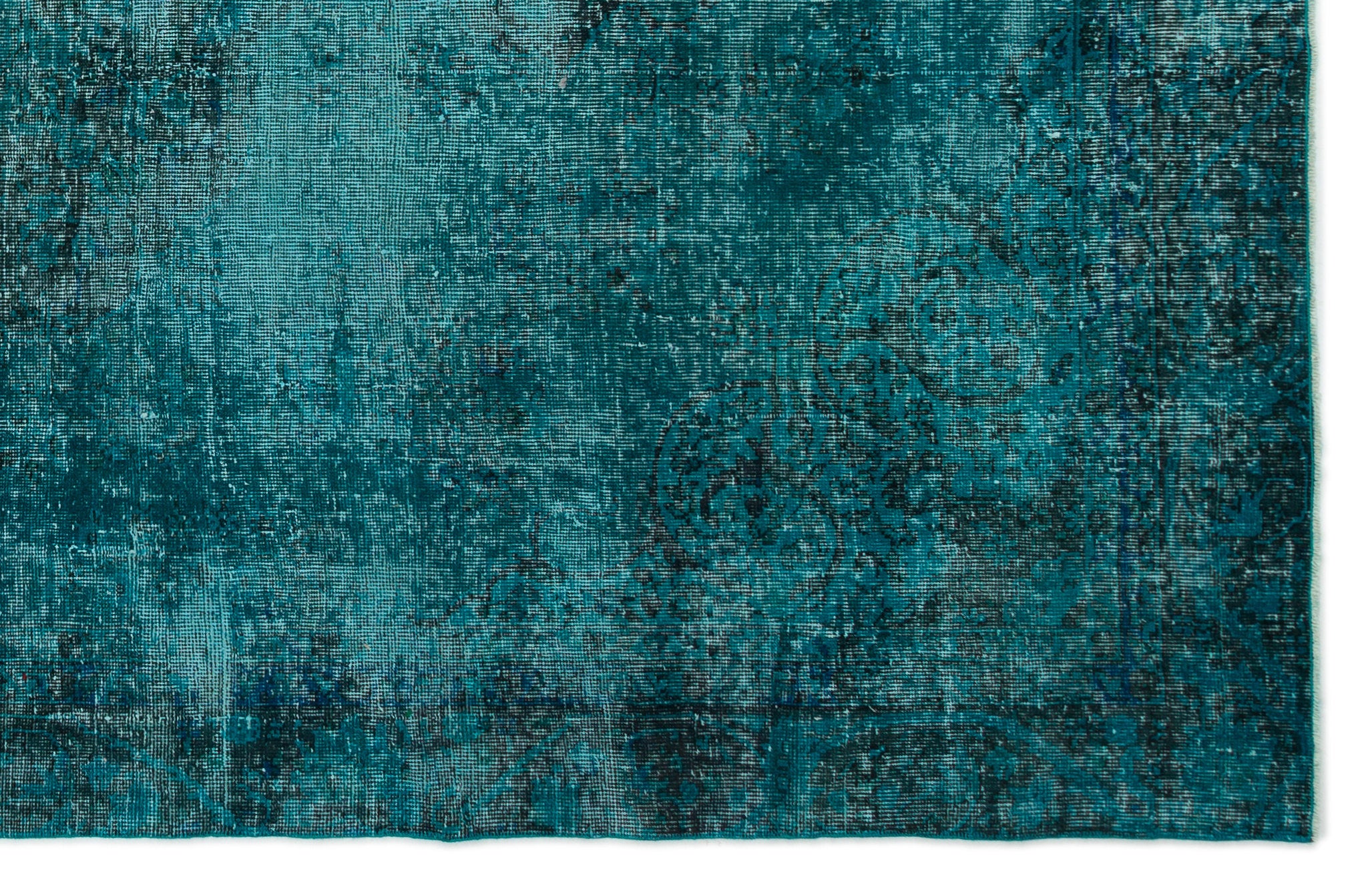 Turquoise Over Dyed Vintage Rug 6'2'' x 9'6'' ft 188 x 290 cm