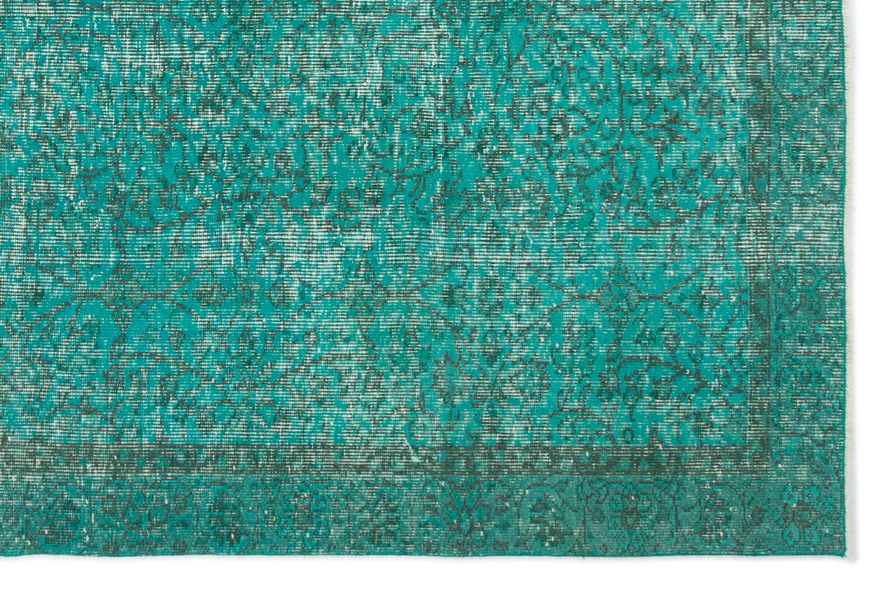 Turquoise Over Dyed Vintage Rug 5'3'' x 8'4'' ft 161 x 255 cm