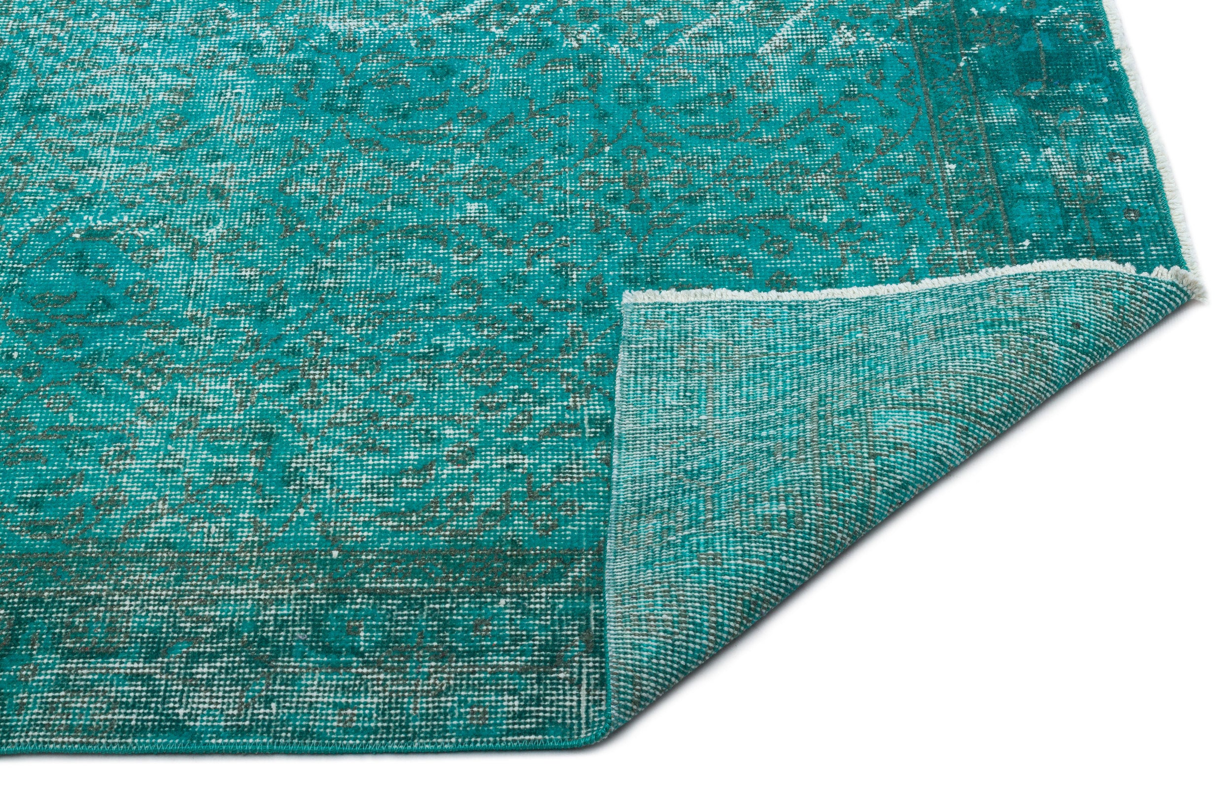 Turquoise Over Dyed Vintage Rug 5'1'' x 8'9'' ft 154 x 266 cm