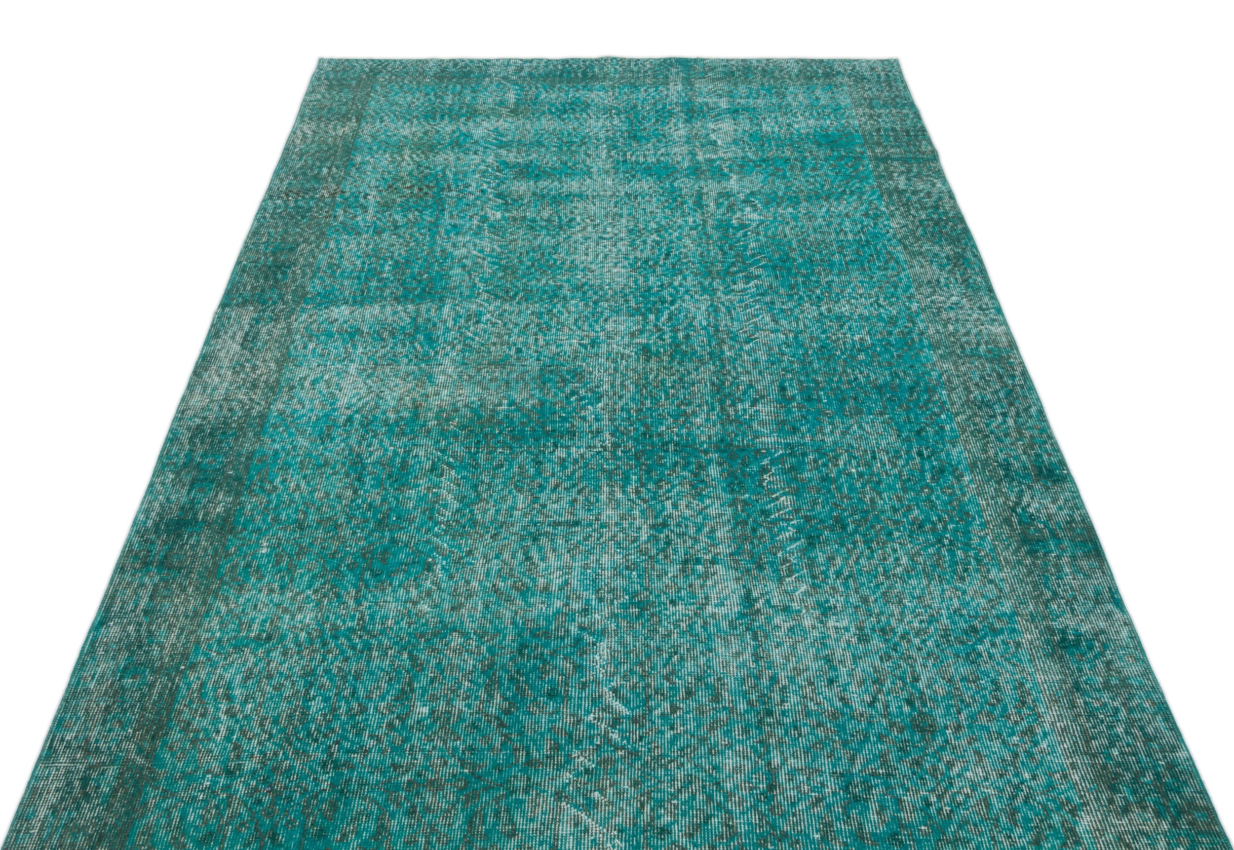 Turquoise Over Dyed Vintage Rug 5'1'' x 8'9'' ft 154 x 266 cm