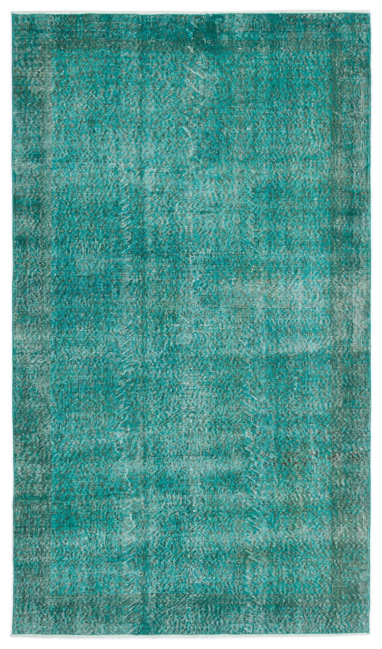 Turquoise Over Dyed Vintage Rug 5'1'' x 8'9'' ft 154 x 266 cm