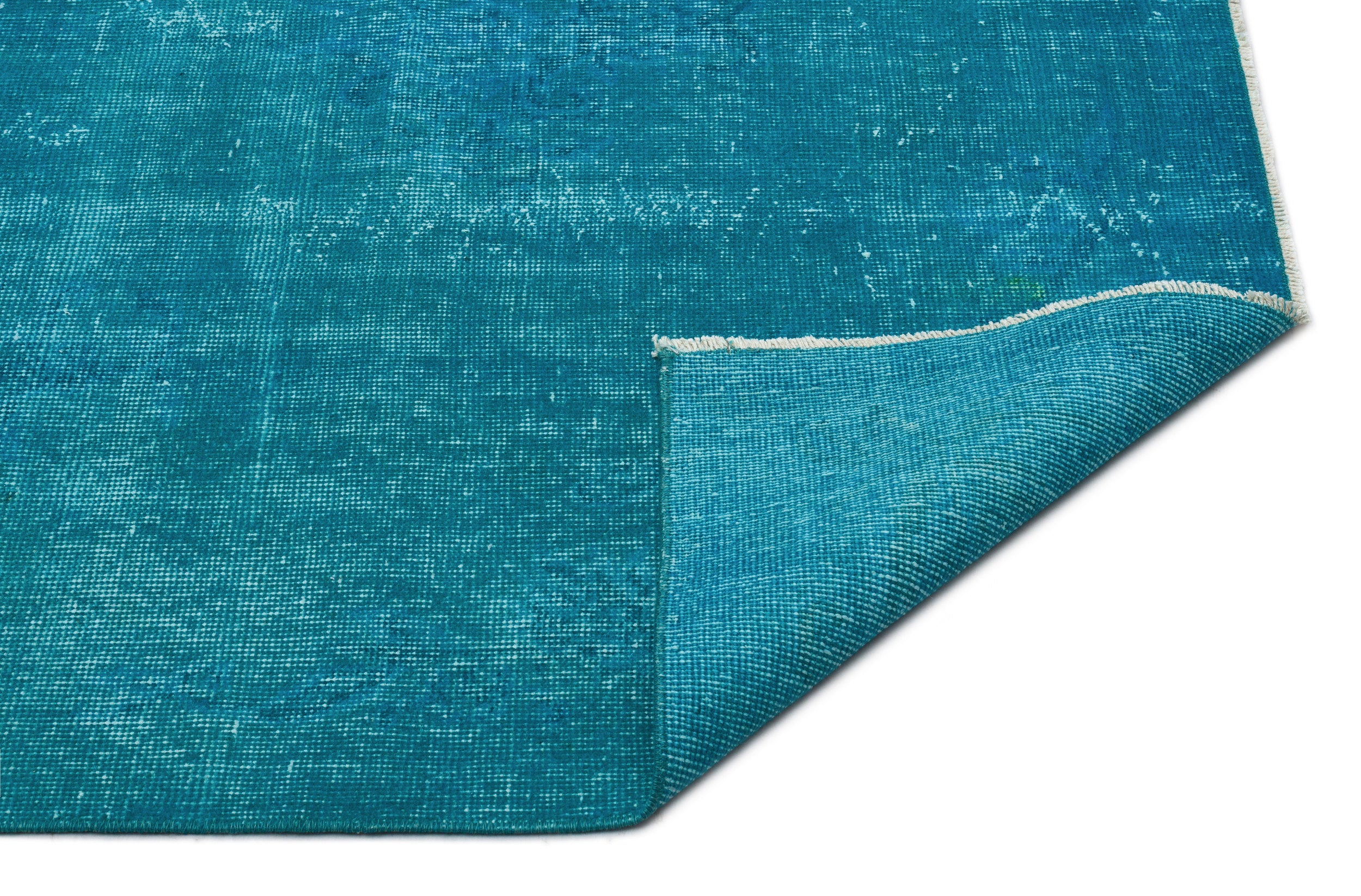 Turquoise Over Dyed Vintage Rug 5'1'' x 8'2'' ft 155 x 250 cm