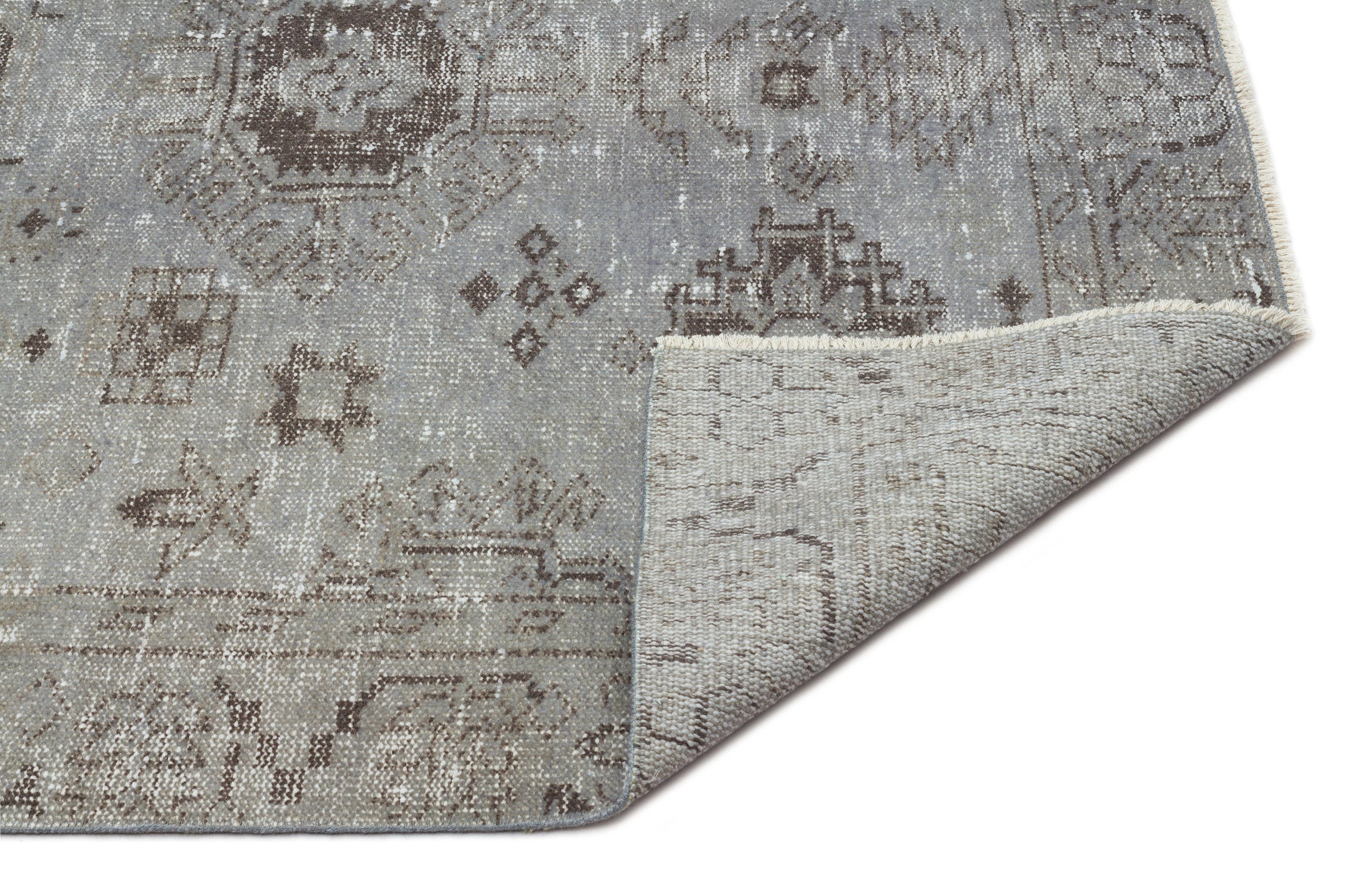 Blue Over Dyed Vintage Rug 4'7'' x 8'9'' ft 140 x 266 cm