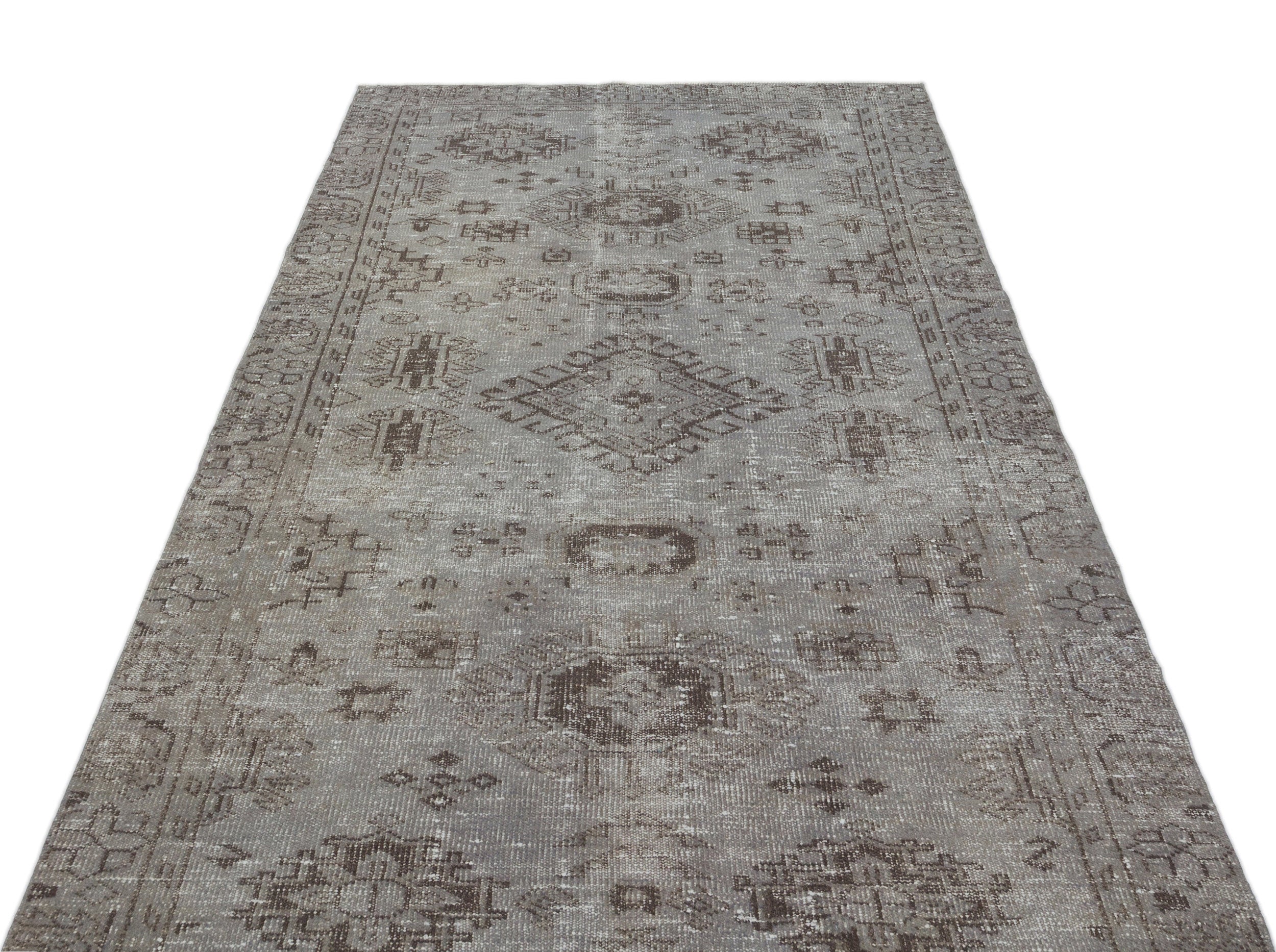 Blue Over Dyed Vintage Rug 4'7'' x 8'9'' ft 140 x 266 cm