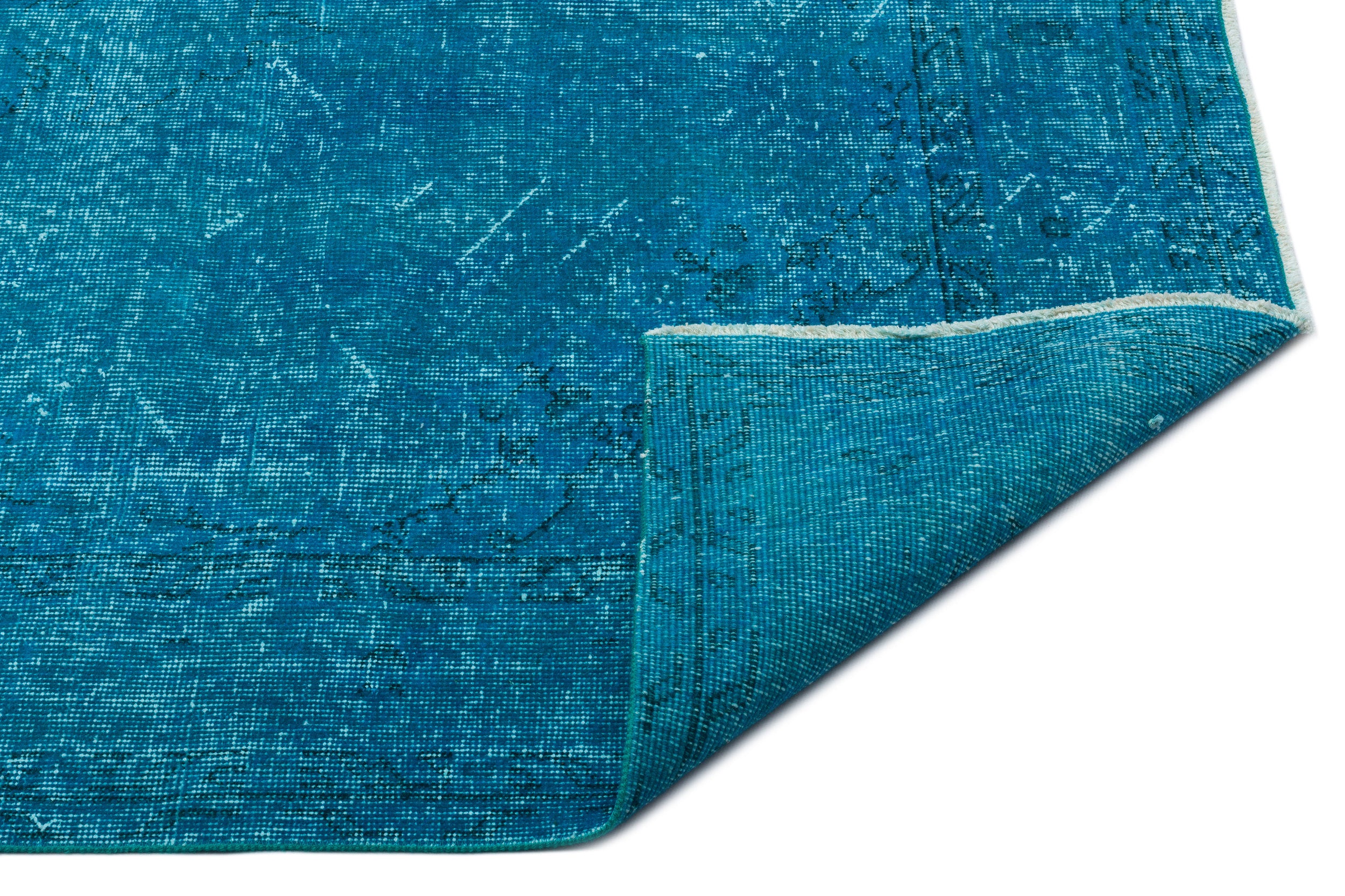 Turquoise Over Dyed Vintage Rug 5'3'' x 8'7'' ft 159 x 262 cm