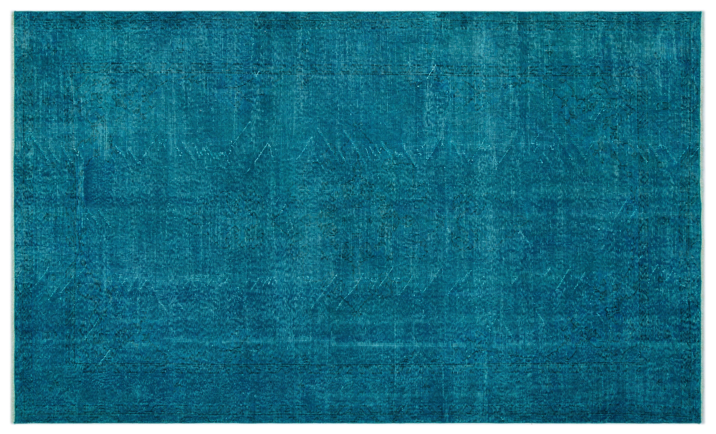 Turquoise Over Dyed Vintage Rug 5'3'' x 8'7'' ft 159 x 262 cm